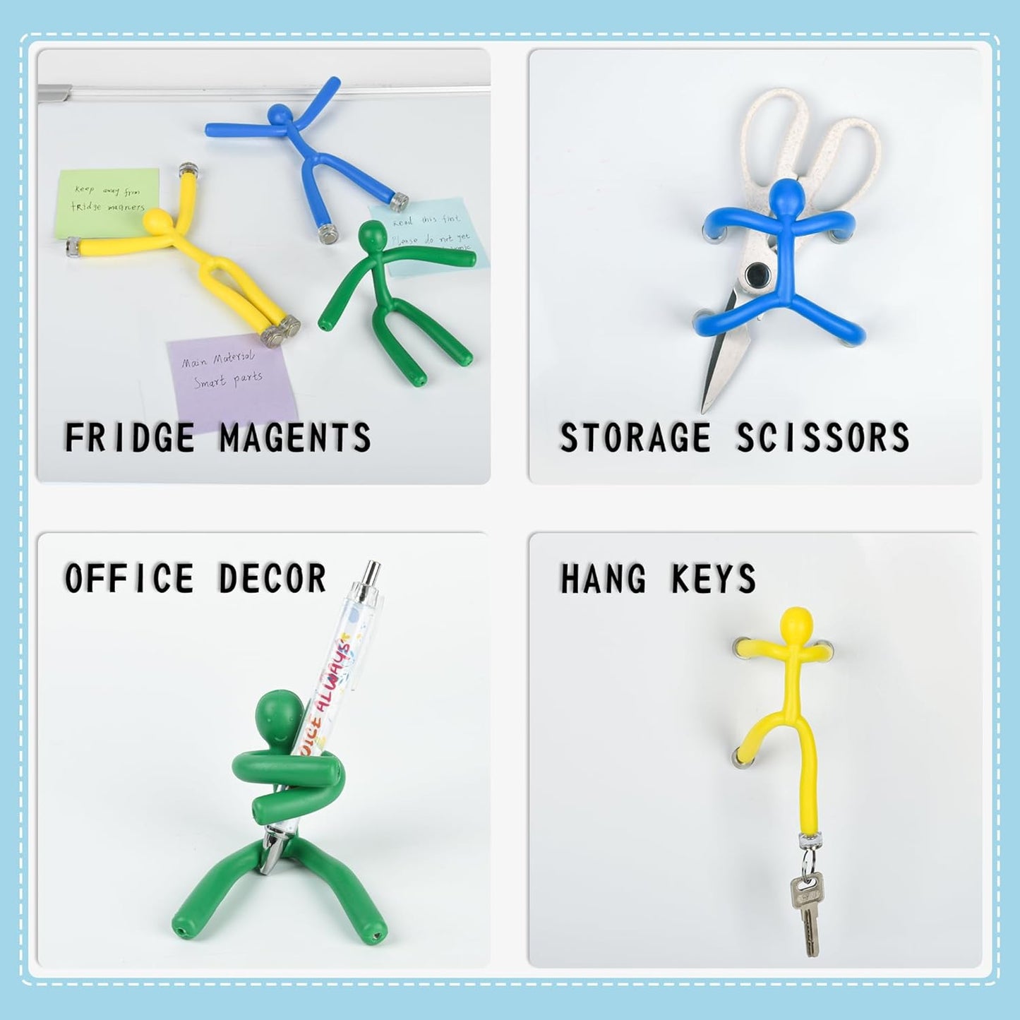 Funny Magnetic Men Toy Sets, Novelty Fidget Toys for Kids Adults, Colorful Shape-Changing Suction Cup Toys, Multipurpose Toys for Stress Relief, Travel, Office Desk, Fridge (Yellow)