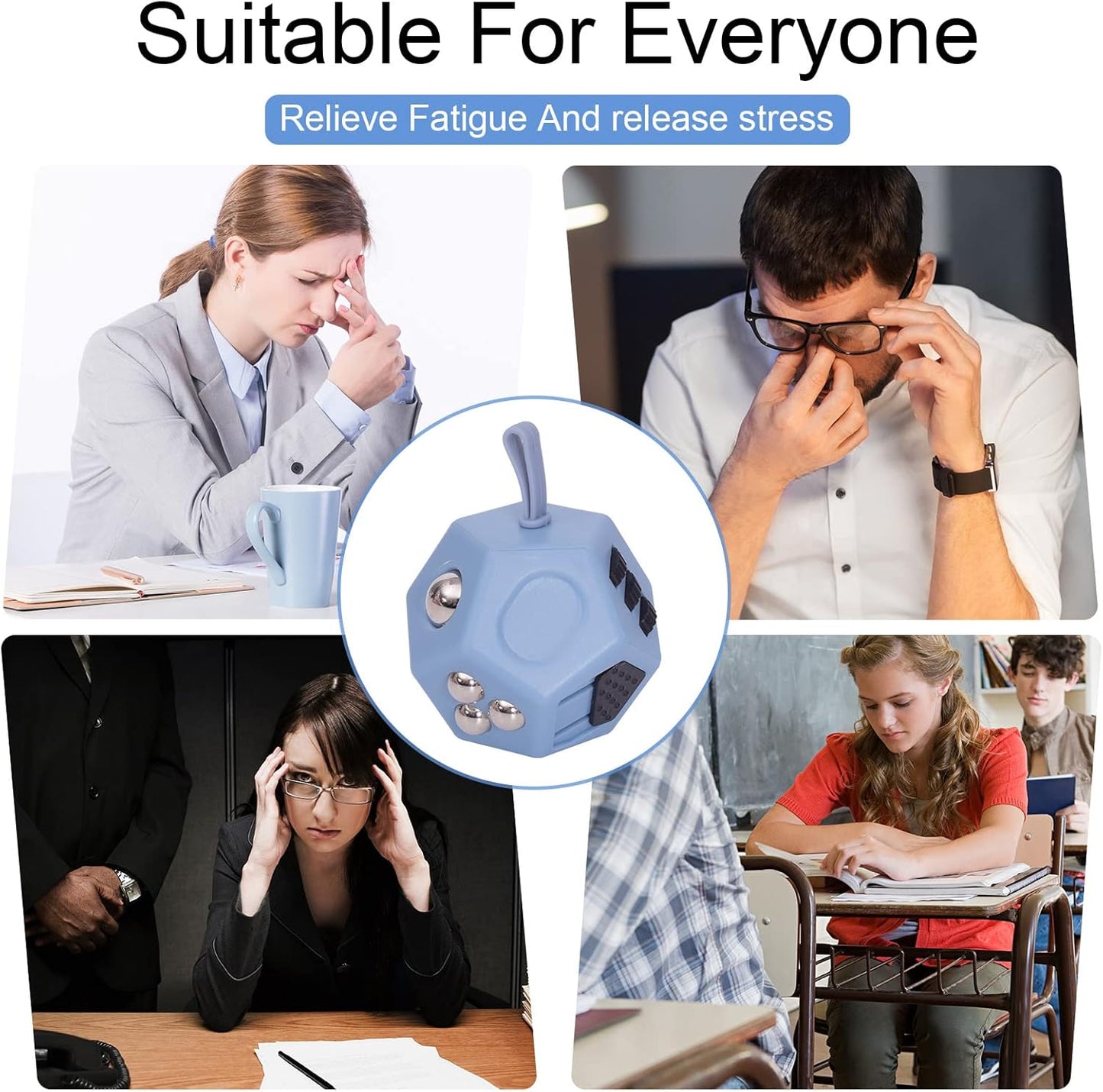 Small Fidget Toys,12 Sided Fidget Toys,Mini Cube Toys Relief Stress,Autism and Anxiety Depression Anti for Kids Adults Improve Focus (Grey)