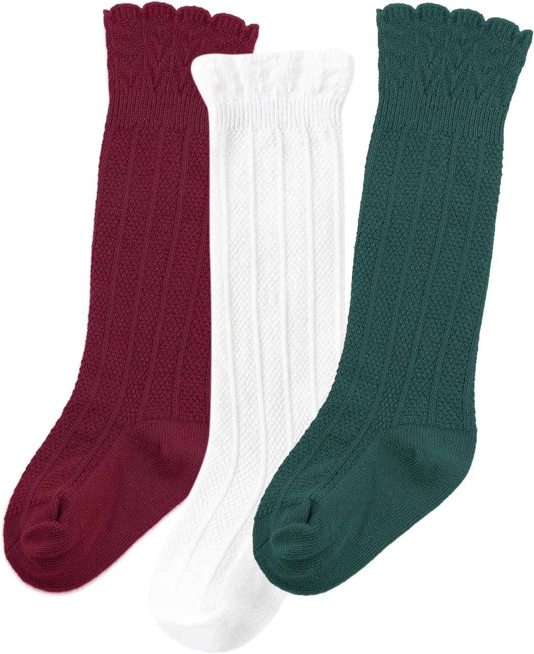 Zando Baby Knee High Socks - Infant to Toddler, Cotton Ruffle Socks, Warm Girls & Boys Long Stockings, 3-6 Pairs