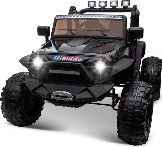 24V 9Ah Ride on Toy for Big Kids, 4x4 2 Seater Ride on Car Truck w/Remote Control, 4x200W Motors - Black Warrior
