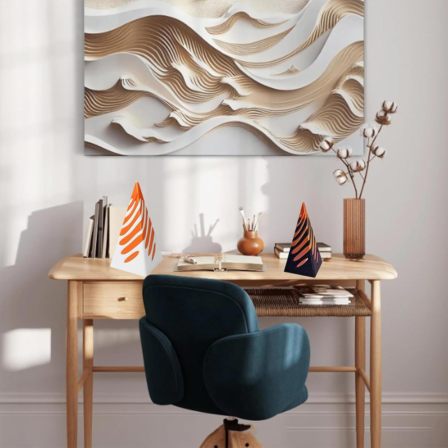 Impossible Pyramid Passthrough Sculpture,Pyramid Passthrough Sculpture-3D Printed Spiral Cone Toy Pyramid Decor Home Desktop Fidget Toys for Adults with Anxiety (Orange) (Black Orange)