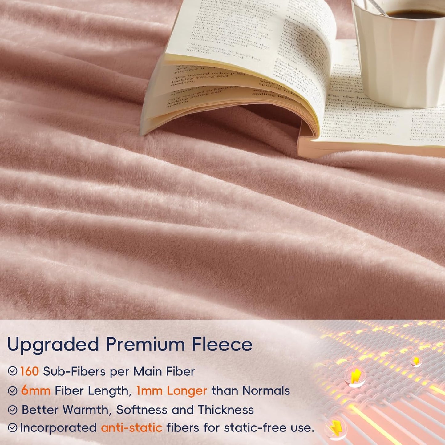 PHF Ultra Soft Fleece Blanket Twin Size, No Shed No Pilling Luxury Plush Cozy 300GSM Lightweight Blanket for Bed, Couch, Chair, Sofa Suitable for All Season, 66" x 90", Rose Pink