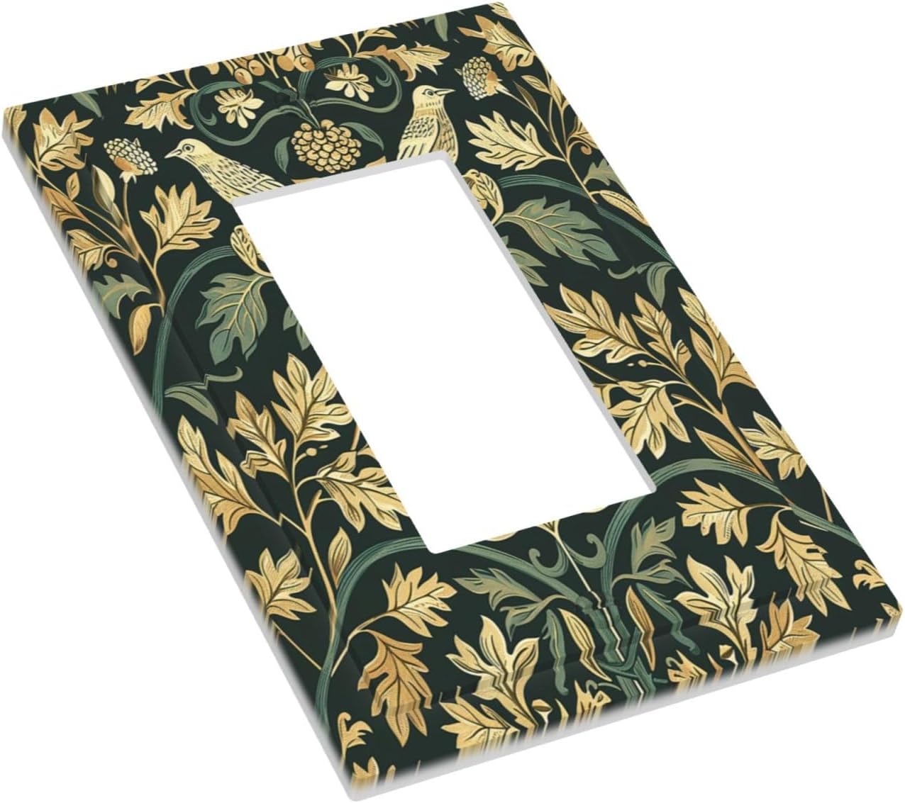 Decorative Outlet Covers William Morris Vintage Botanical Birds Golden Green Leaves 1 Gang Single Rocker Light Switch Cover Plate Wall Plates GFCI Faceplate for Bedroom Home Decor