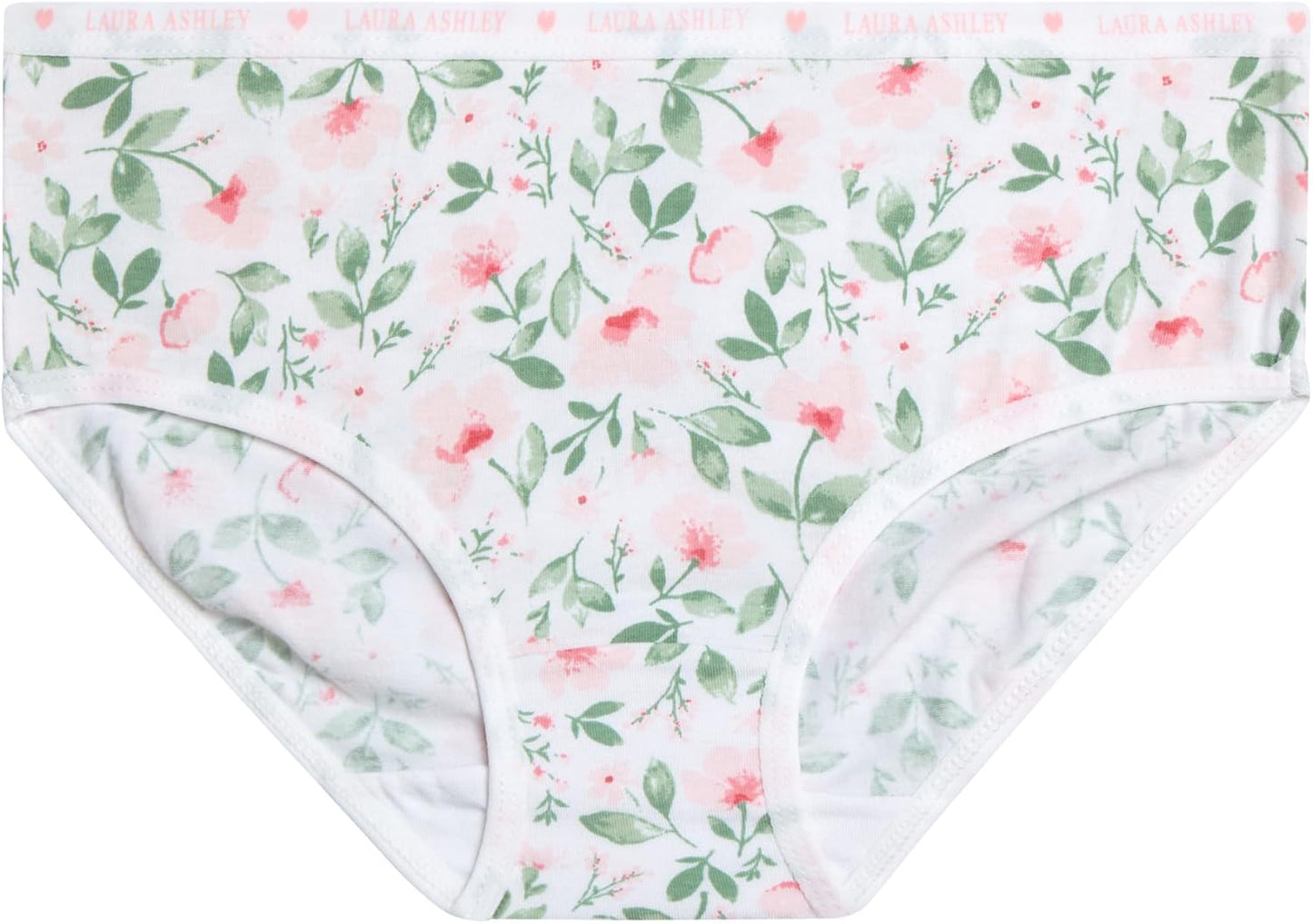 Laura Ashley Girls Underwear - 5 Pack Soft Stretch Breathable Panties for Girls - Lightweight Cotton Panties (Size: 4-12)