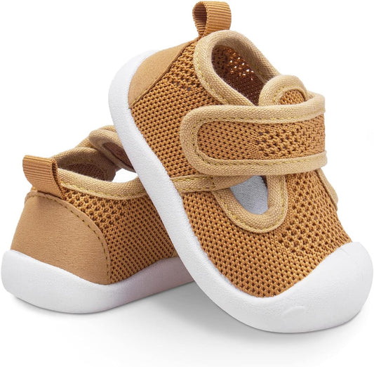 Baby First-Walking Shoes 1-4 Years Kid Shoes Trainers Toddler Infant Boys Girls Soft Sole Non Slip Cotton Canvas Mesh Breathable Lightweight TPR Material Slip-on Sneakers Outdoor