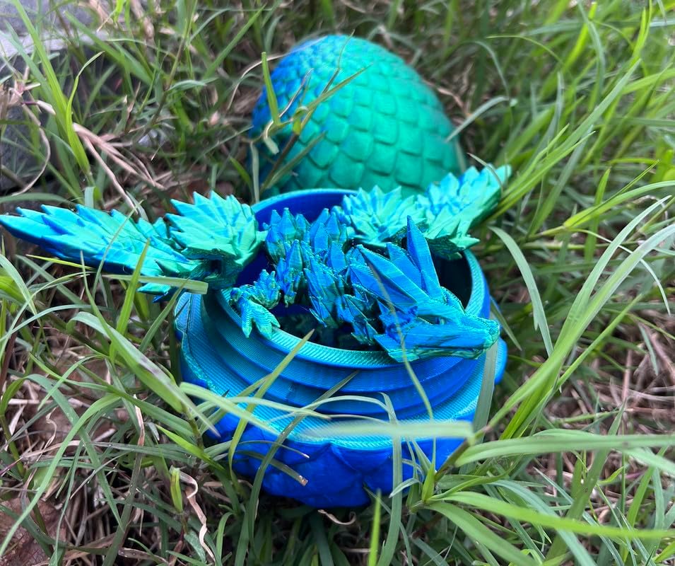 3D Printed Dragon Egg, 12inch Dragon Fidget Toys with Wings Easter Basket Stuffers Executive Desk Toys Crystal Dragon for Autism/ADHD Home Office Decor