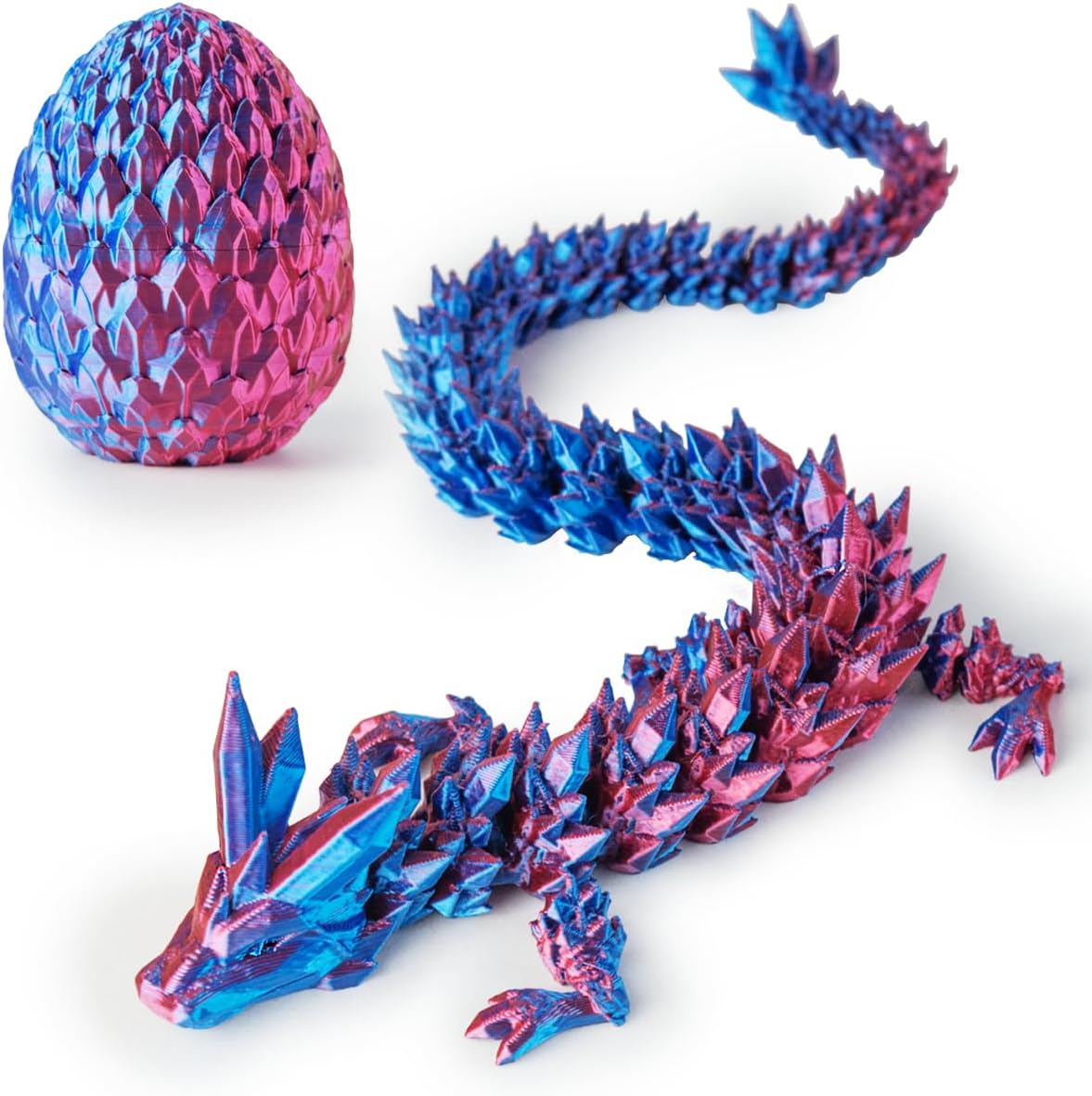 3D Prited Dragon,3D Printed Dragon in Egg, Home Office Decor Executive Desk Toys， Fidget Toys for Adults and Kids (Purple)