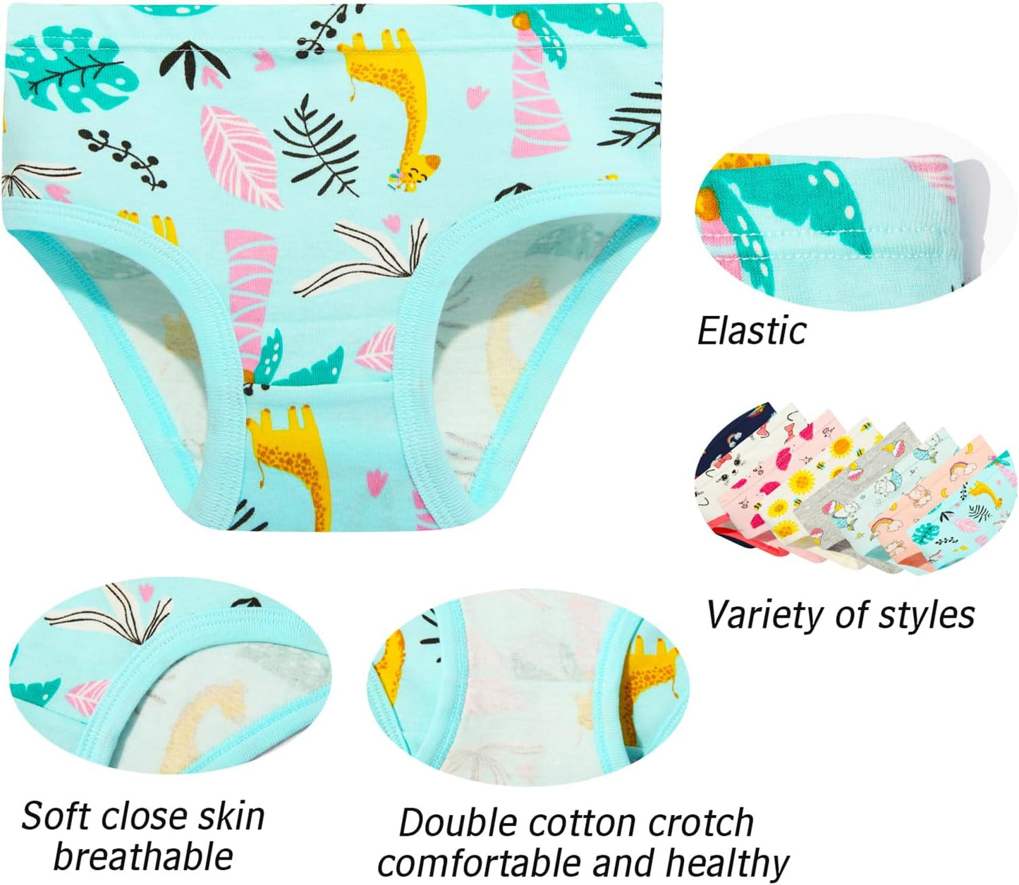 Girls' Cotton Brief Breathable Toddler Panties Kids Assorted Underwears 6-8 pieces