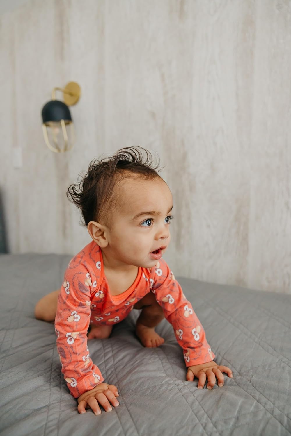 Copper Pearl Long Sleeve Bodysuit Baby: Ultra Soft Baby for Newborns, Boys, and Girls - Stylish, Comfortable, Overlap Shoulders, Premium Knit Fabric - 3-6 Months, Elmo