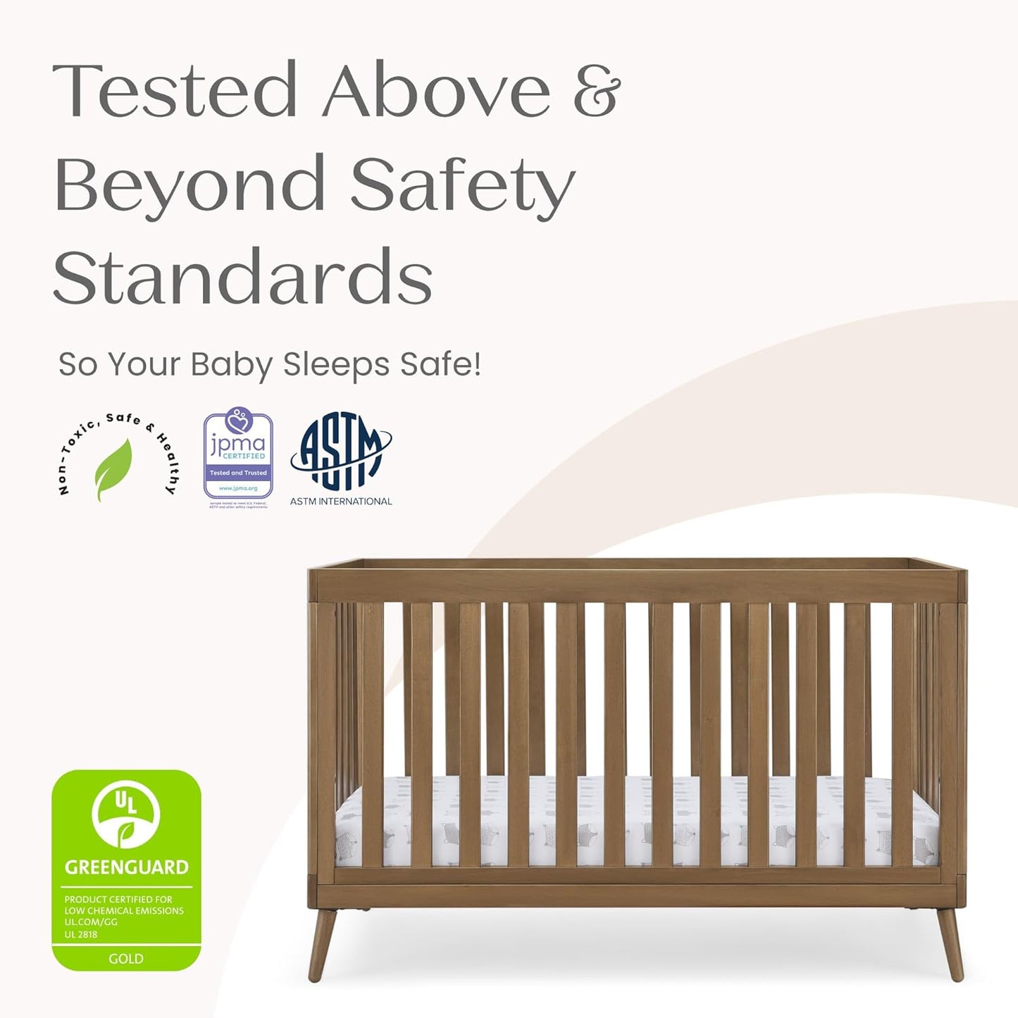 Delta Children Essex 4-in-1 Convertible Crib - Greenguard Gold Certified, Chestnut