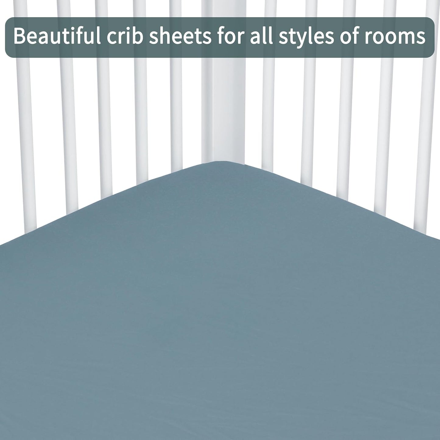 Baby Crib Sheets for Boys Girls, 2 Pack Fitted Crib Sheet for Standard Crib and Toddler Mattress, Soft Microfiber Baby Sheet 52x28x8in. (Dark Green & Dark Grey)