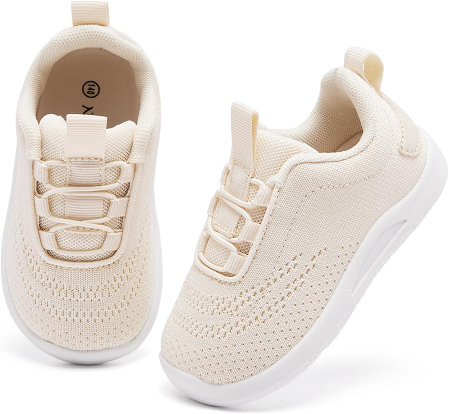 MORENDL Toddler Slip On Sneakers Baby Walking Shoes Non-Slip Breathable Unisex Pink Mesh Lace-Up Athletic Sneakers Infant Running Shoes