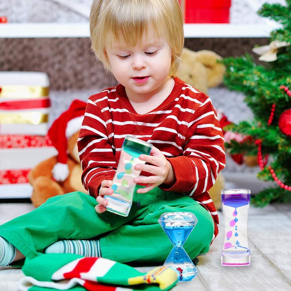 Sensory Toys Liquid Motion Timer Bubbler 3 Set - Best Fidget Toys for Kids Adults for Stress and Anxiety Relief, Calming Tool for Autism Children, Stocking Stuffers Kids Toddlers