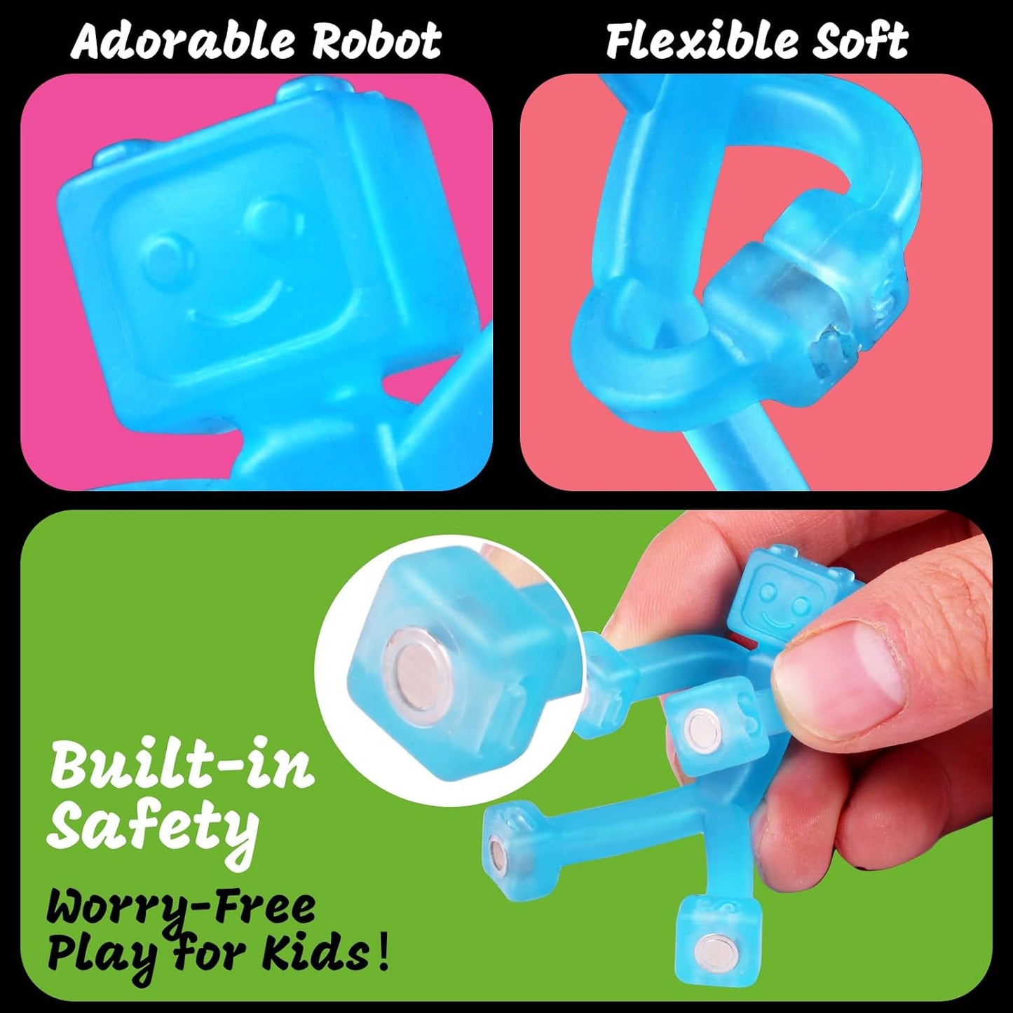 24 PCS Magnetic Travel Toys for Kids, Creative, Portable and Educational, Magnetic-People-Magnet-Men: Cute Robot & Funny Magnets, Small Fidget Toys for Classroom Prizes, Easter Egg Stuffers, Office