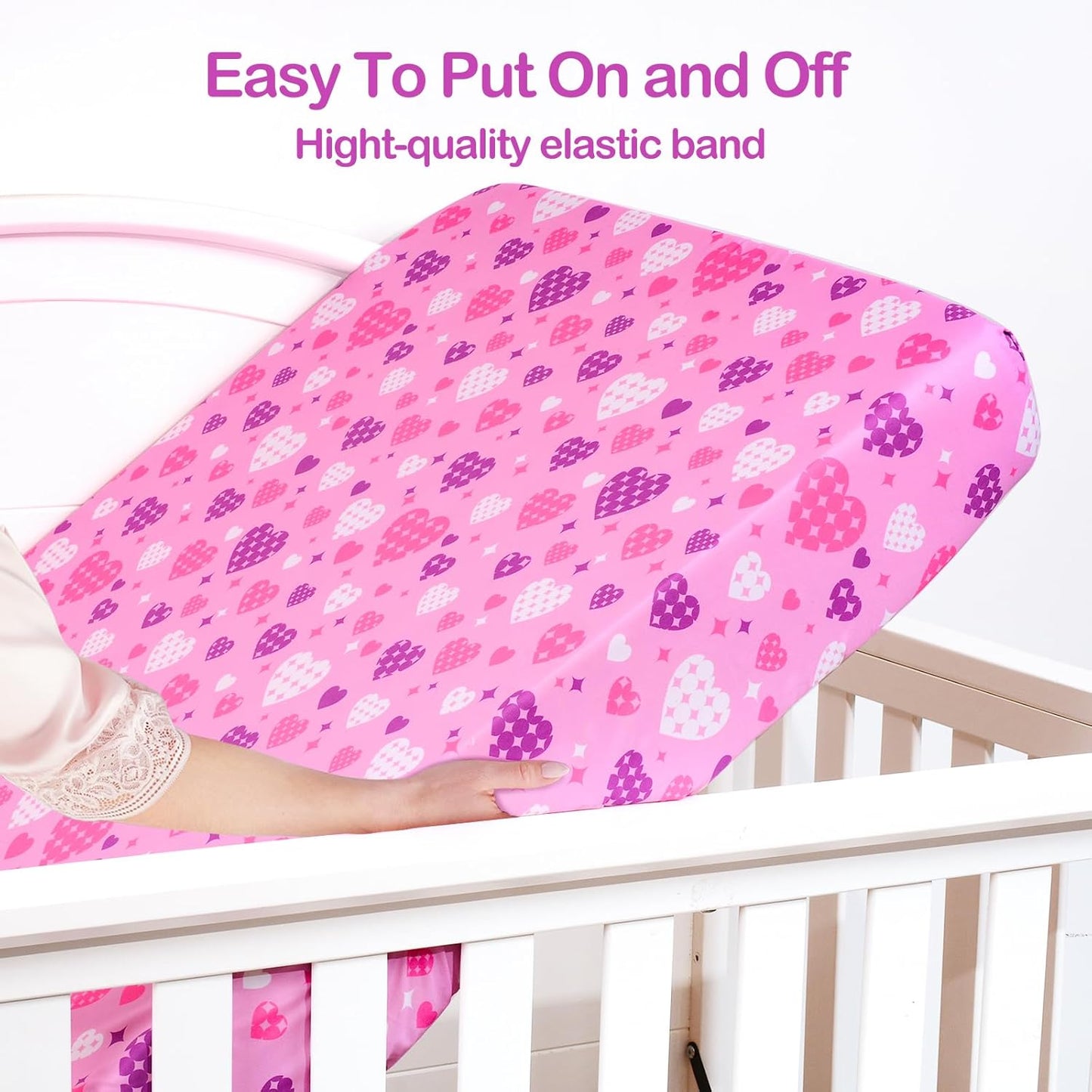 UOMNY Crib Sheet Heart Fitted Crib Sheets Baby Sheet for Standard Crib and Toddler Mattresses Nursery Bedding Sheet Crib Mattress Sheets for Boys and Girls 1 Pack Space Toddler Sheet