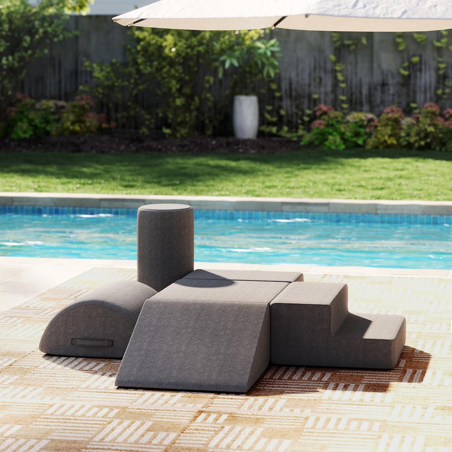 jela Foam Blocks 6Pcs Soft Play Equipment Waterproof Fabric, UV Resistant Toddler Climbing Toys Indoor& Outdoor Soft Play Climbing for Toddlers, Lightweight Climbing Blocks for Babies, Kids (Darkgrey)