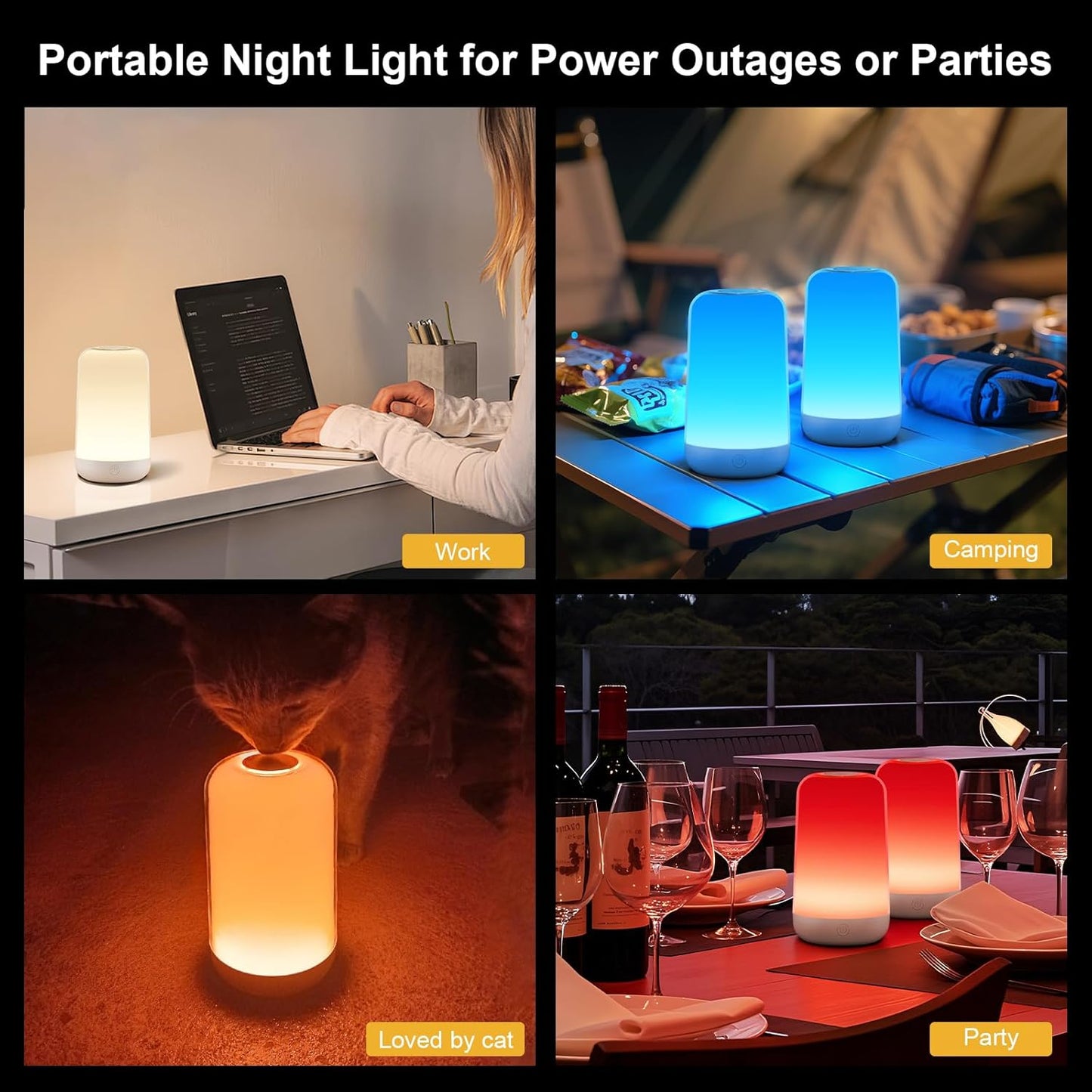 FRIDEKO HOME 2 Pack RGB Touch Bedside Lamp for Nightstand, 3 Color Temperatures Rechargeable Battery Night Light, Dimmable Mood Lighting for Bedroom Living Room Nursery, Breastfeeding, Kids, Adult