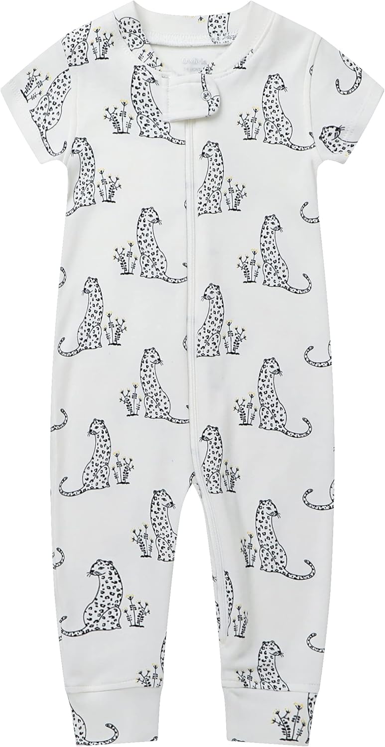 Owlivia Baby Boy Romper, Unisex Short-sleeve Summer Outfit, 100% Organic Cotton Girl One-Piece Jumpsuit