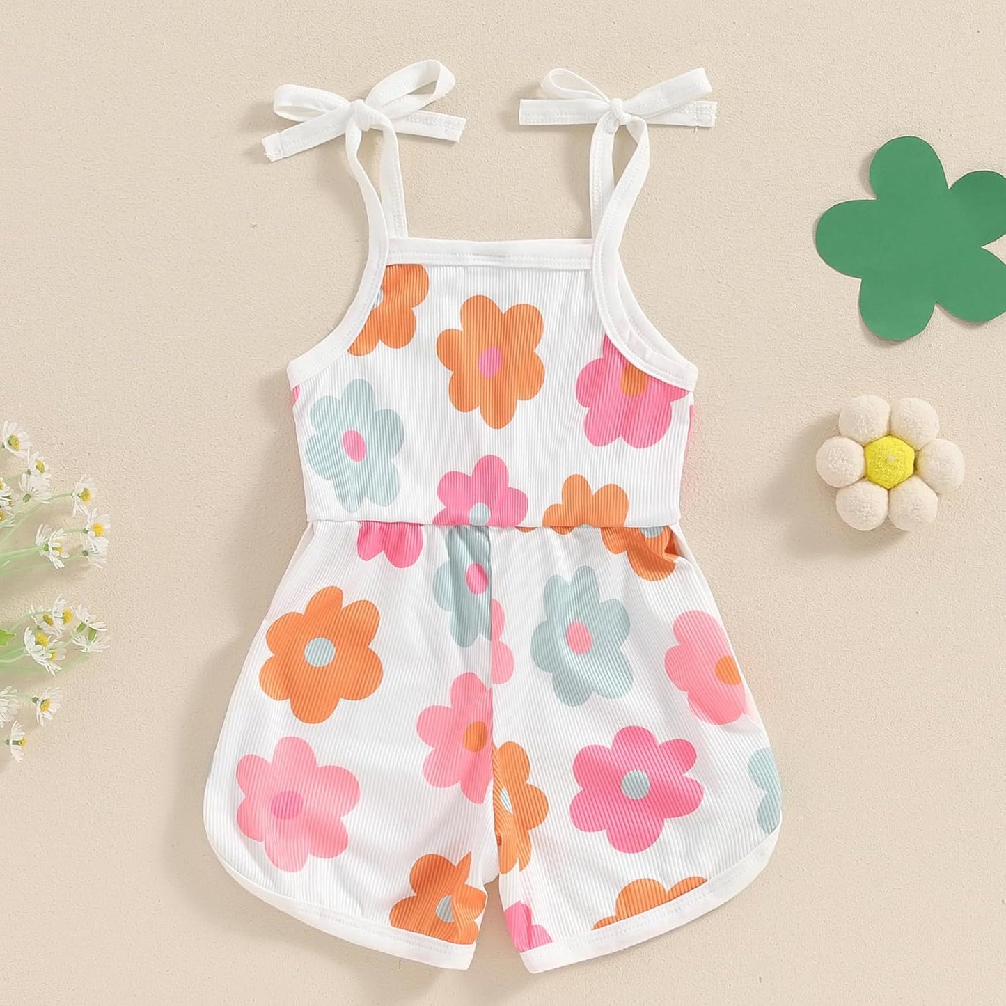 WZTYYDS Toddler Baby Girl Summer Clothes Floral Romper Tie-Up Strap Halter Jumpsuit Infant Summer Sling Playsuit 6M-3T