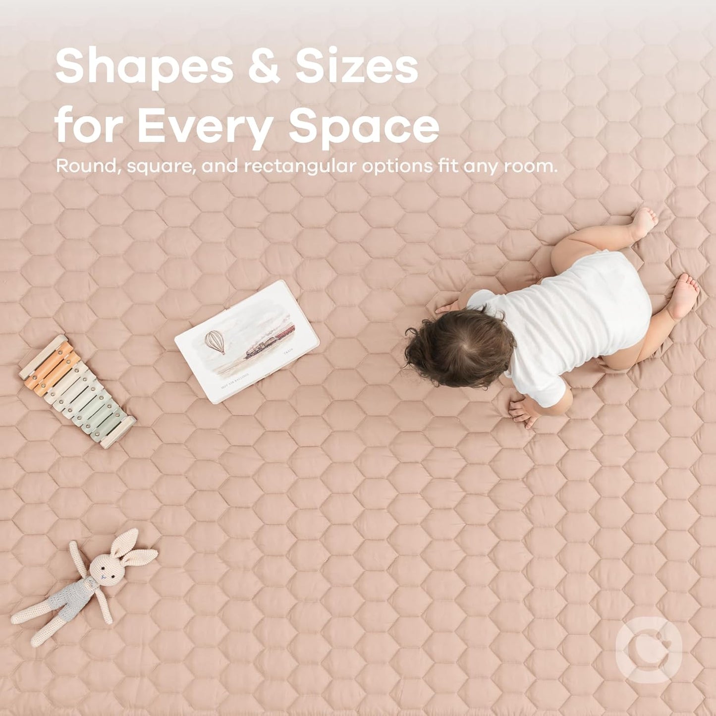 Comfy Cubs Rectangle Kids Play Mat - Small 36 x 60 inches Soft Quilted Baby Floor Mat with Non-Slip Bottom - Plush Design for Toddlers' Playtime and Relaxation - Comfortable and Durable - Blush