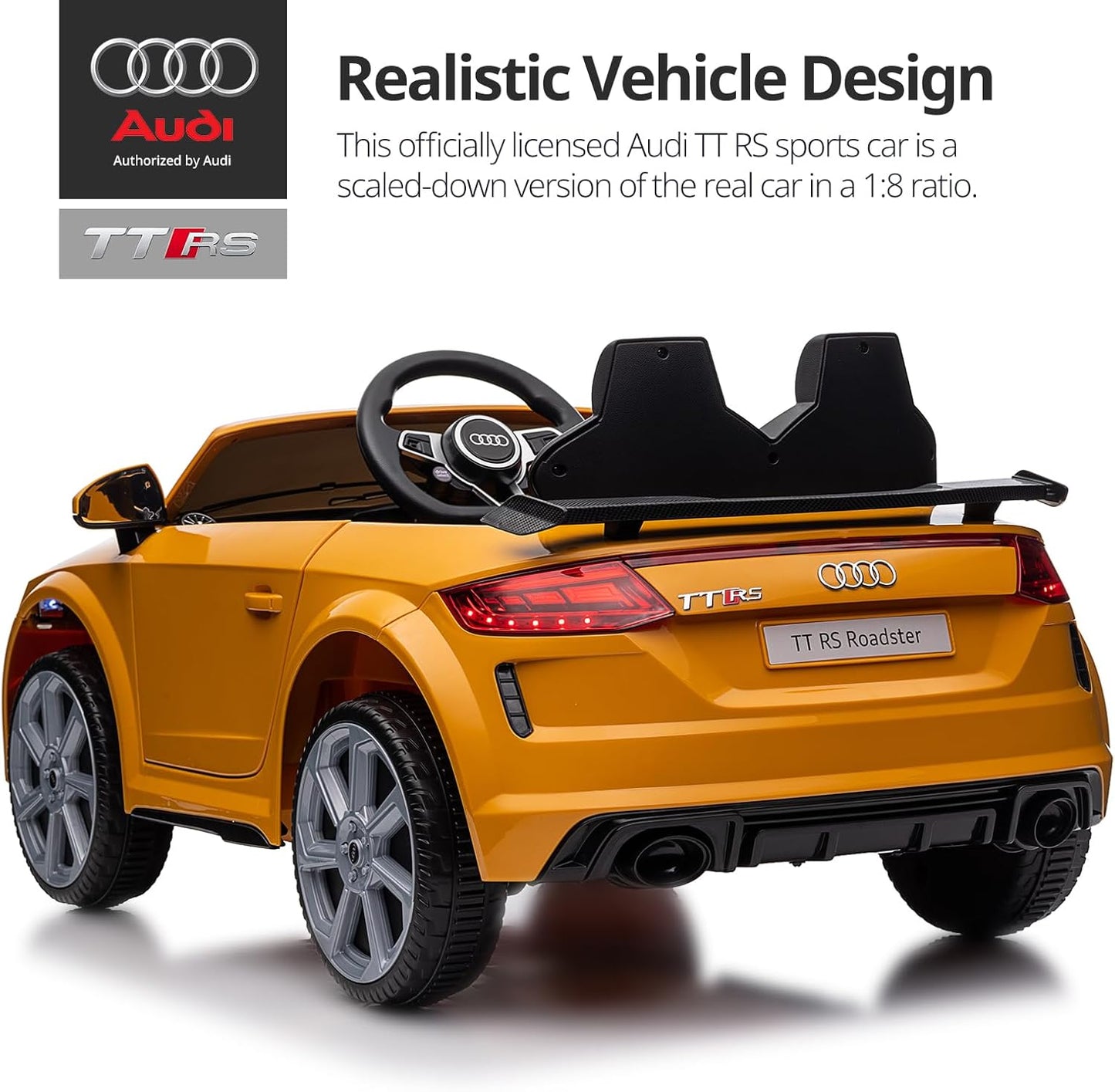 Kids Electric Car, Licensed Audi 6V Kids Ride on Toy Car for Toddlers with Remote - Yellow