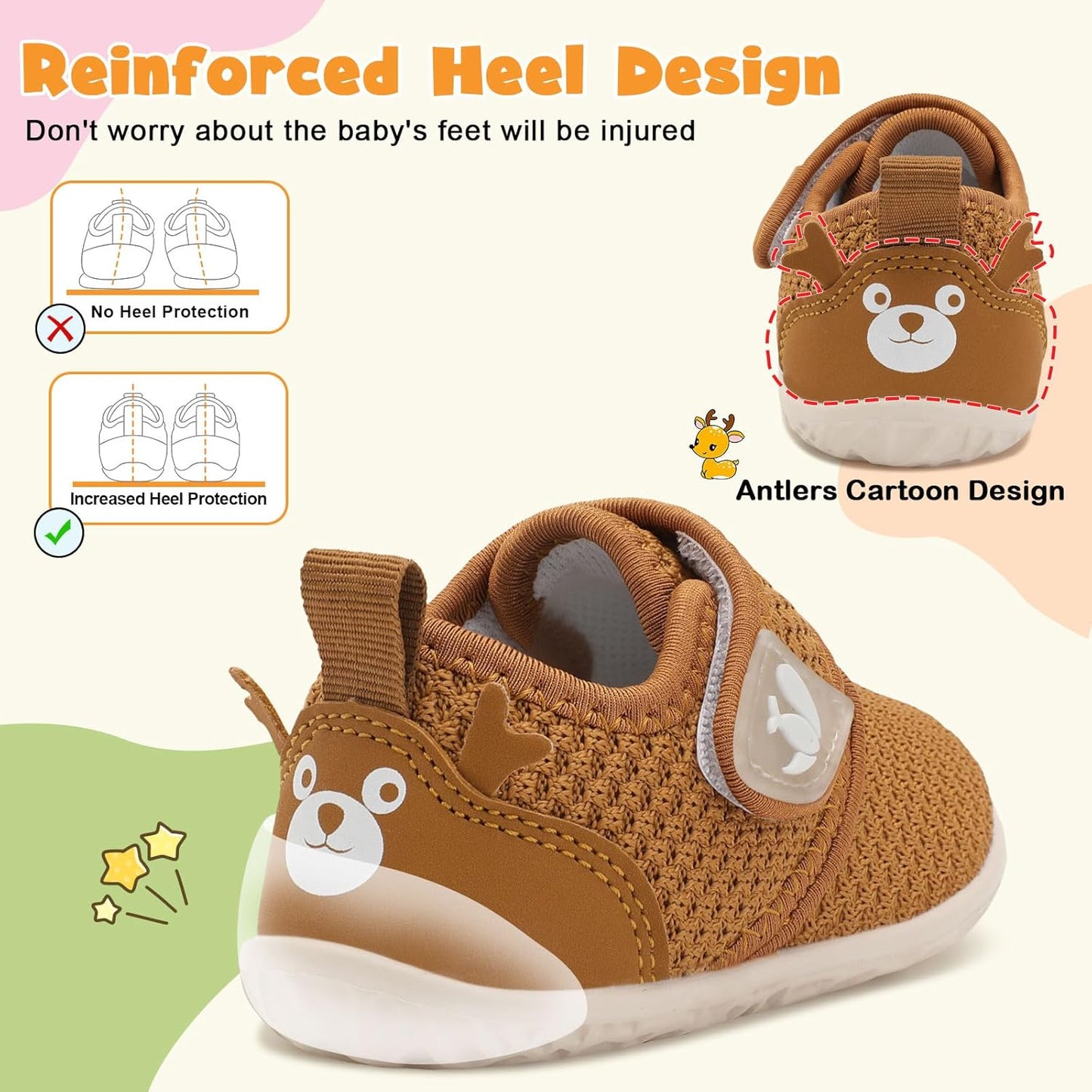 FEETCITY Baby Walking Shoes Barefoot Baby Shoes Infant Sneakers Newborn Crib Shoe Lightweight Flexible Slip On Shoe