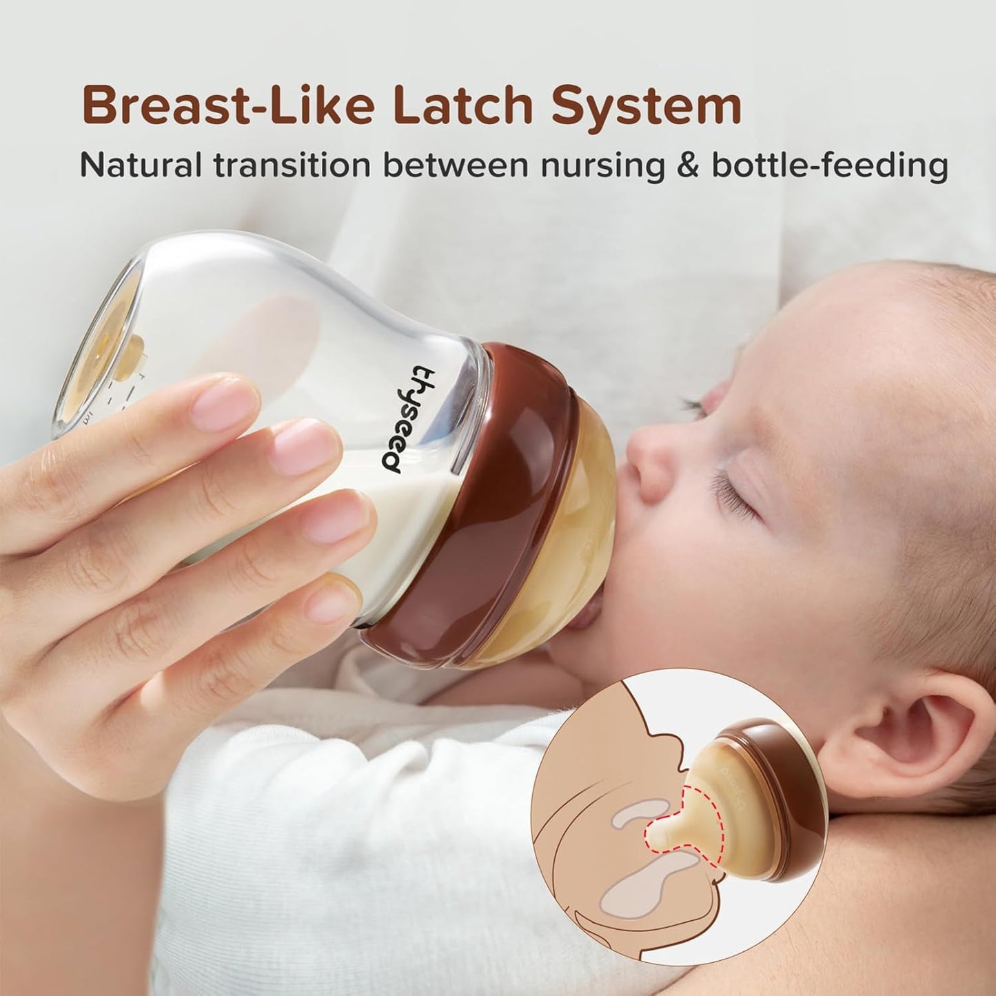 Glass Natural Anti-Colic Baby Bottles | Newborn Breast Like Nursing Bottle for Breastfed Babies with Nipple(2-3 Months),5oz,1pack