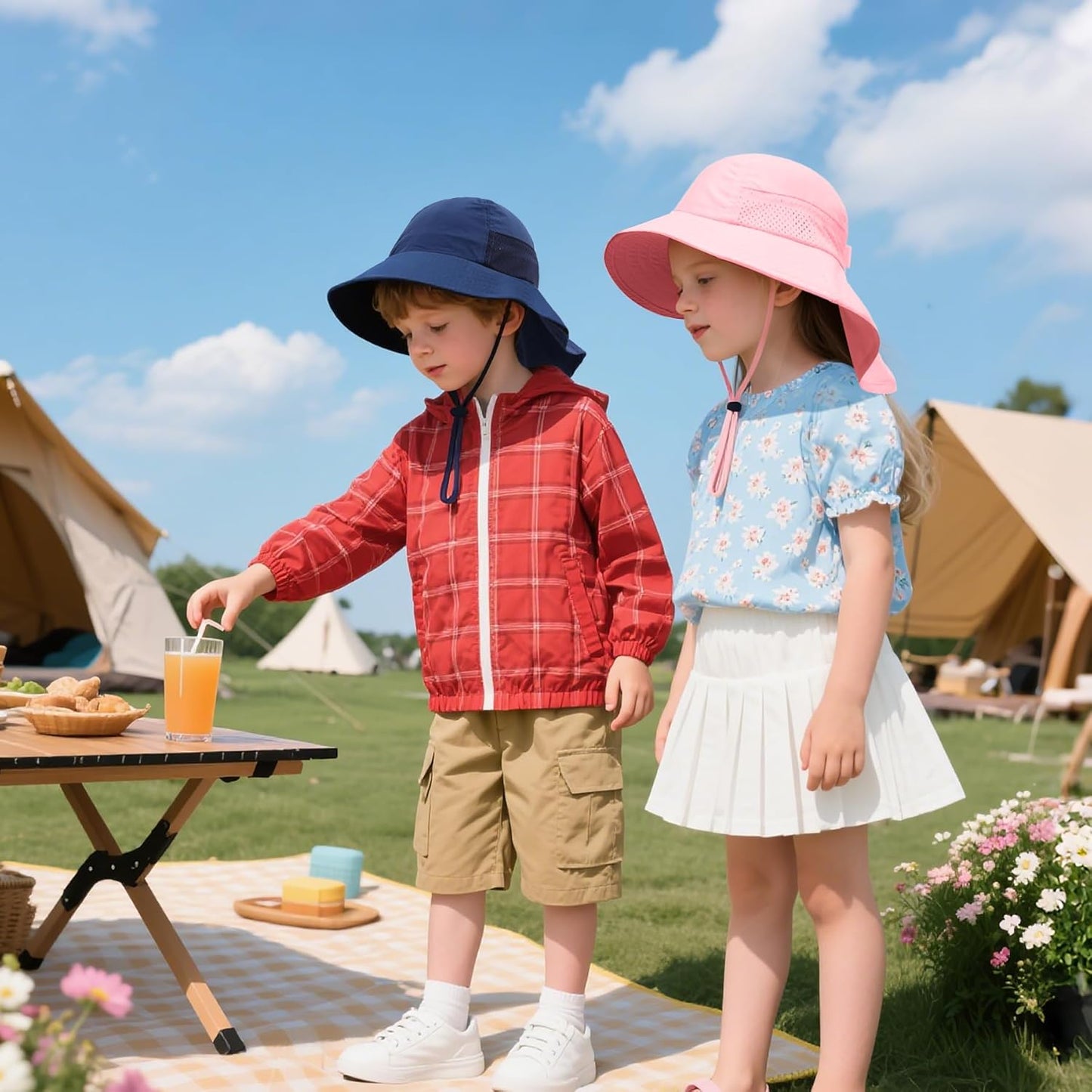 Baby Sun Hat with Neck Flap for Sun Protection Toddler Beach Hat UPF 50+ Outdoors 0-6 Years Boys Girls