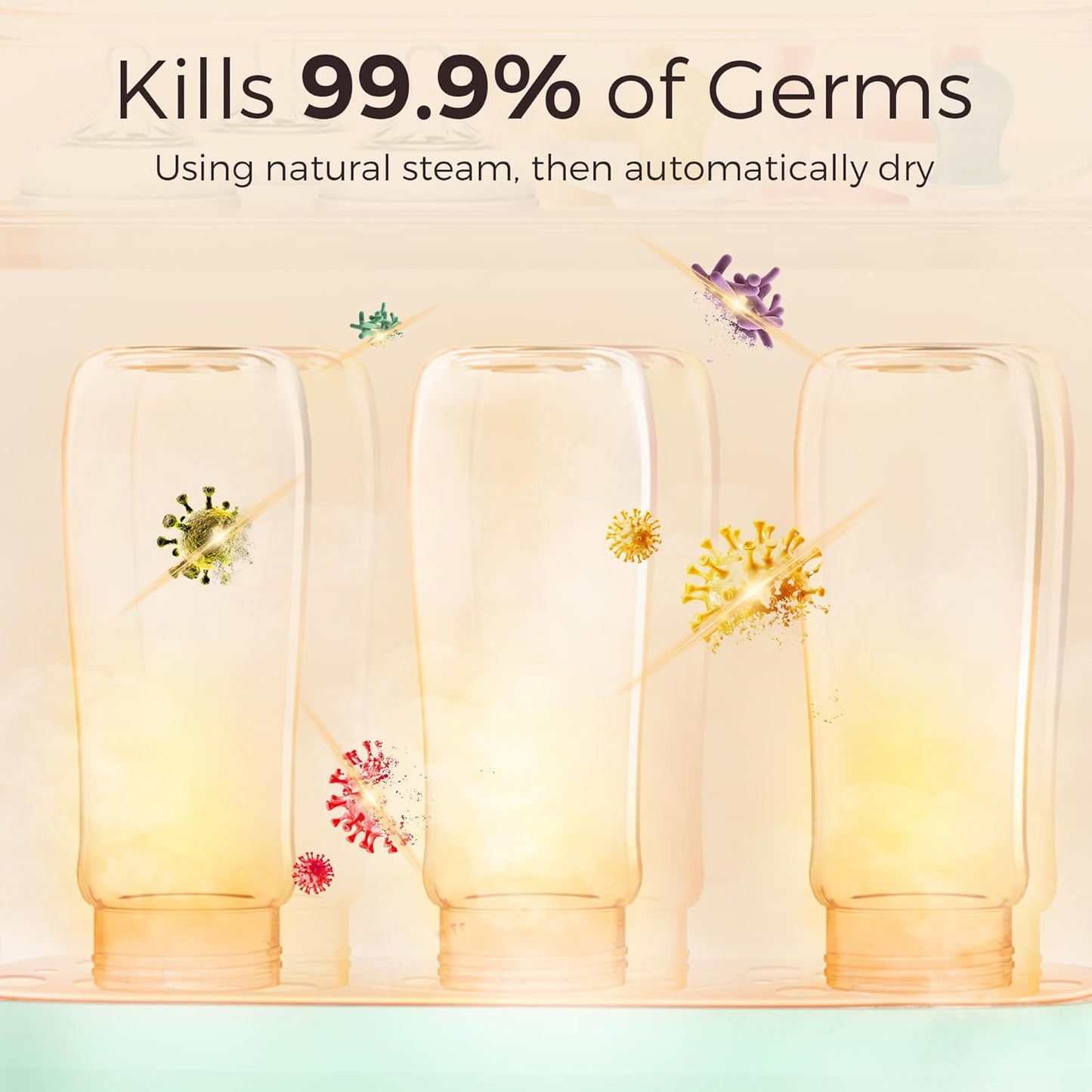 Bottle Sterilizer and Dryer, All-in-One Electric Steam Sterilizer Bottle Sanitizer for Baby Bottles, Pump Parts Accessories Newborn Essential (Green)