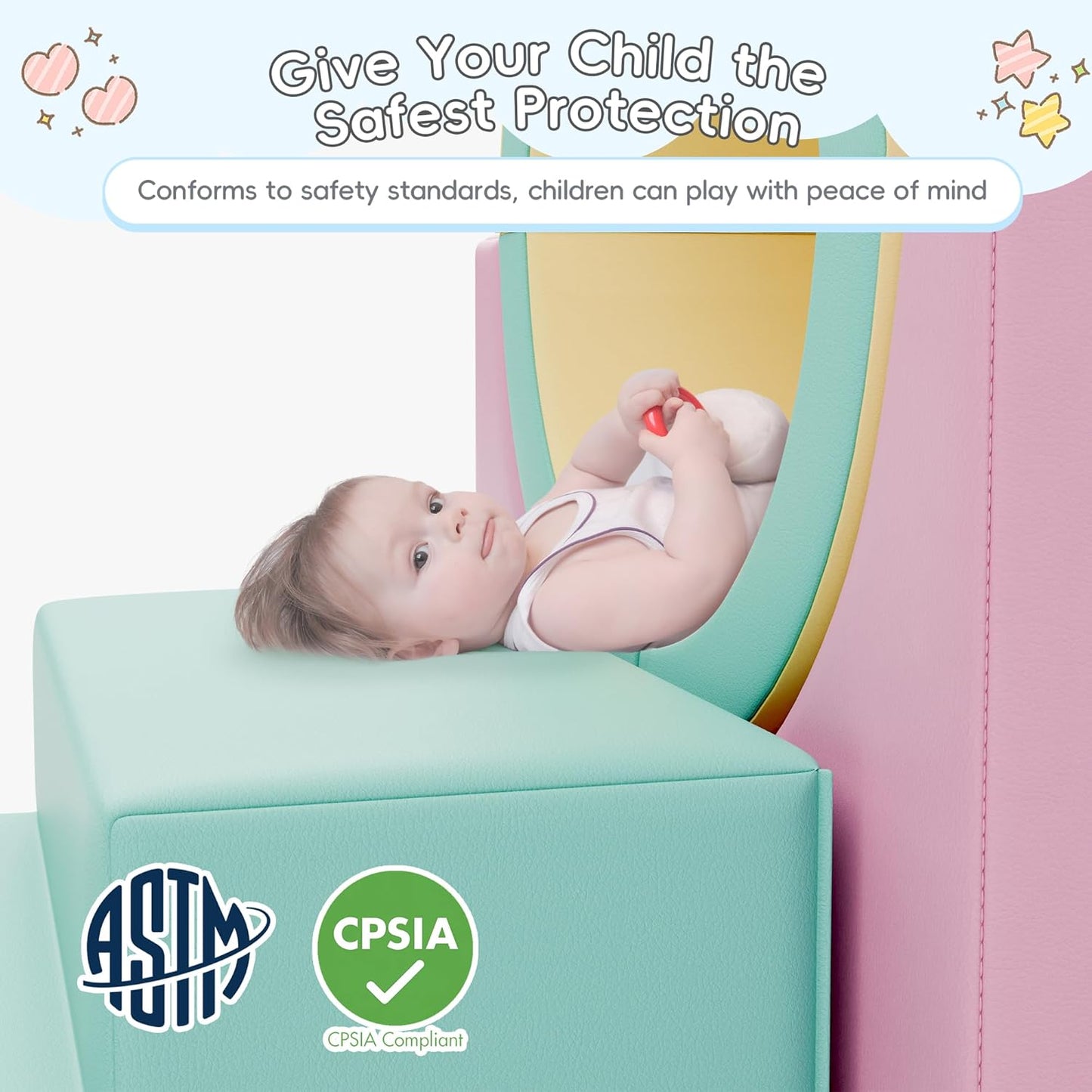 Tunnel/Ramps Foam Climber, Climb & Crawl Foam Activity Play Set for Toddlers and Kids, Safe Indoor Crawling Gym Equipment for,Infant,Baby Waterproof Easy to Clean (Pink)