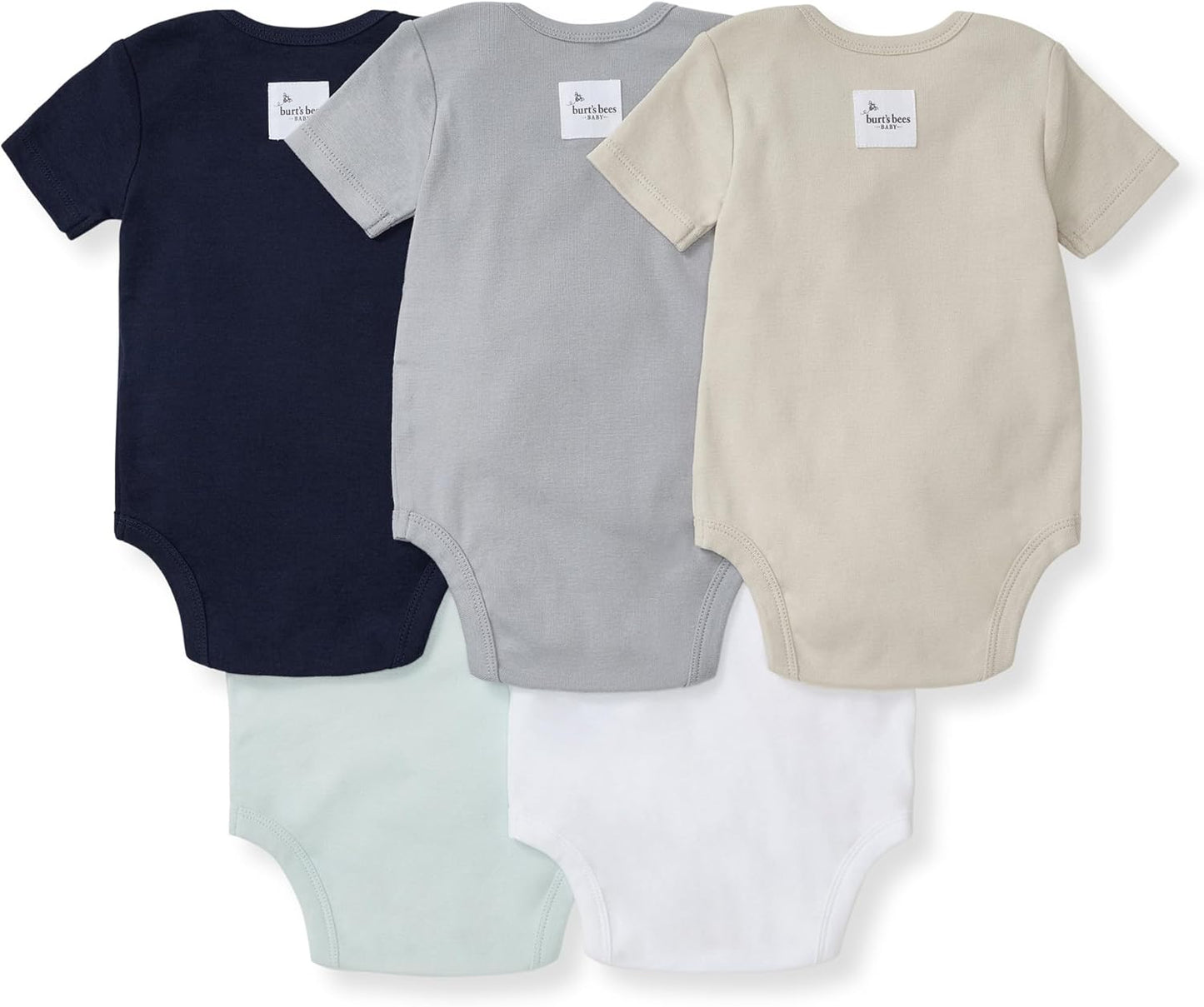 Burt's Bees Baby Unisex Organic Cotton Short and Long Sleeve Bodysuits, 5-Pack