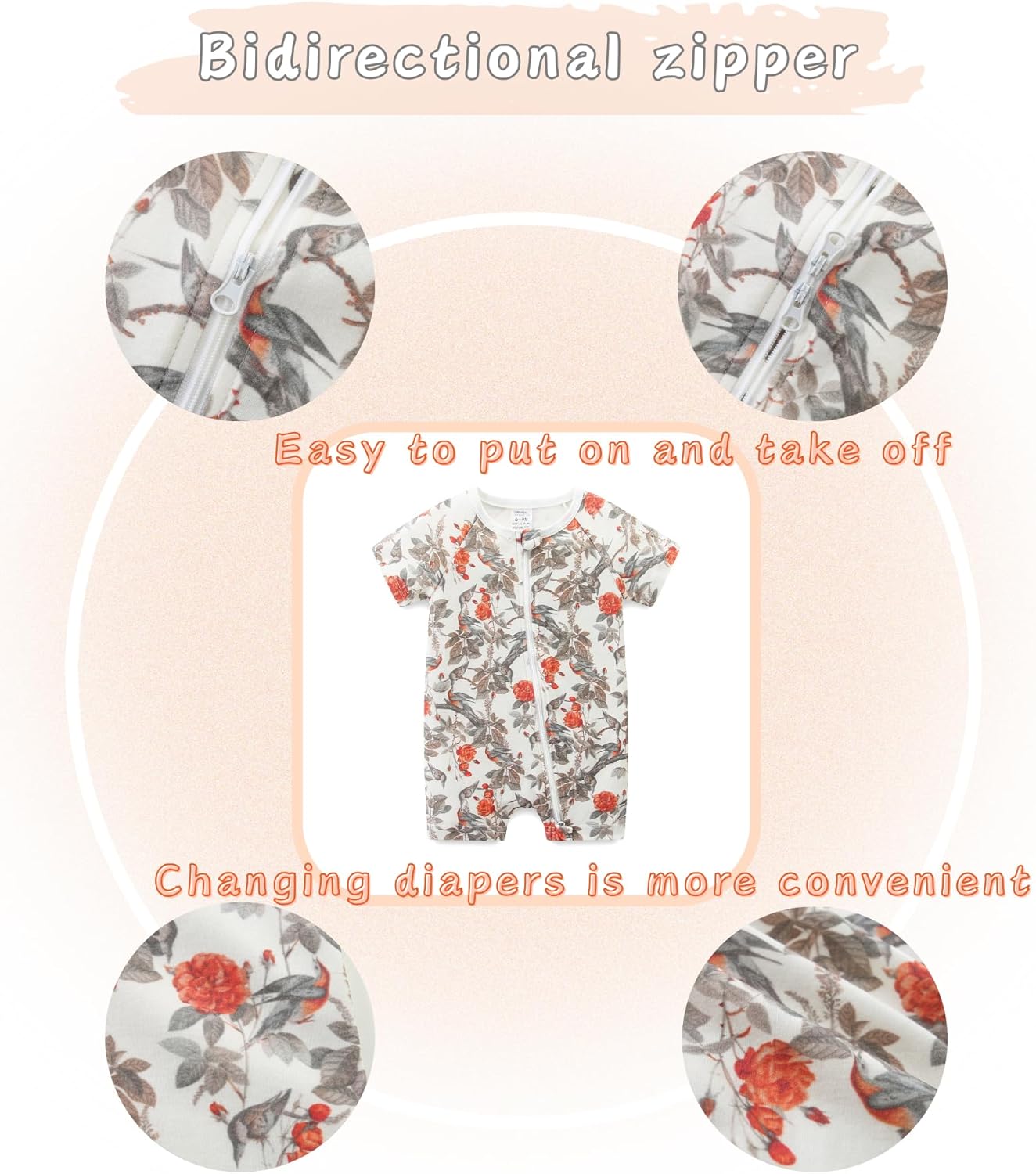 Unisex Summer Trendy 2-Pack Rompers Short Sleeve Zipped Bodysuit Infant Cotton Outfits