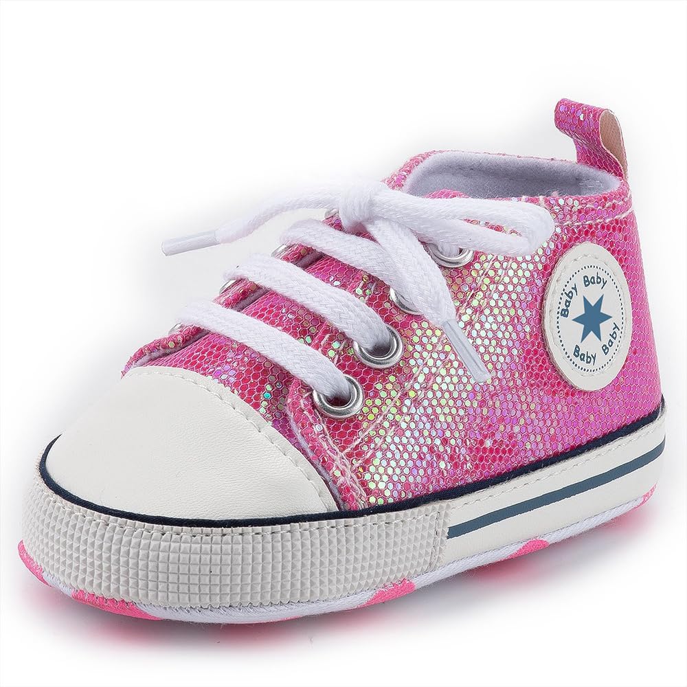 Unisex Baby Girls Boys Canvas High-top Shoes, Newborn Infant Anti-Slip Soft Sole Frist Walking Breathable Sneakers