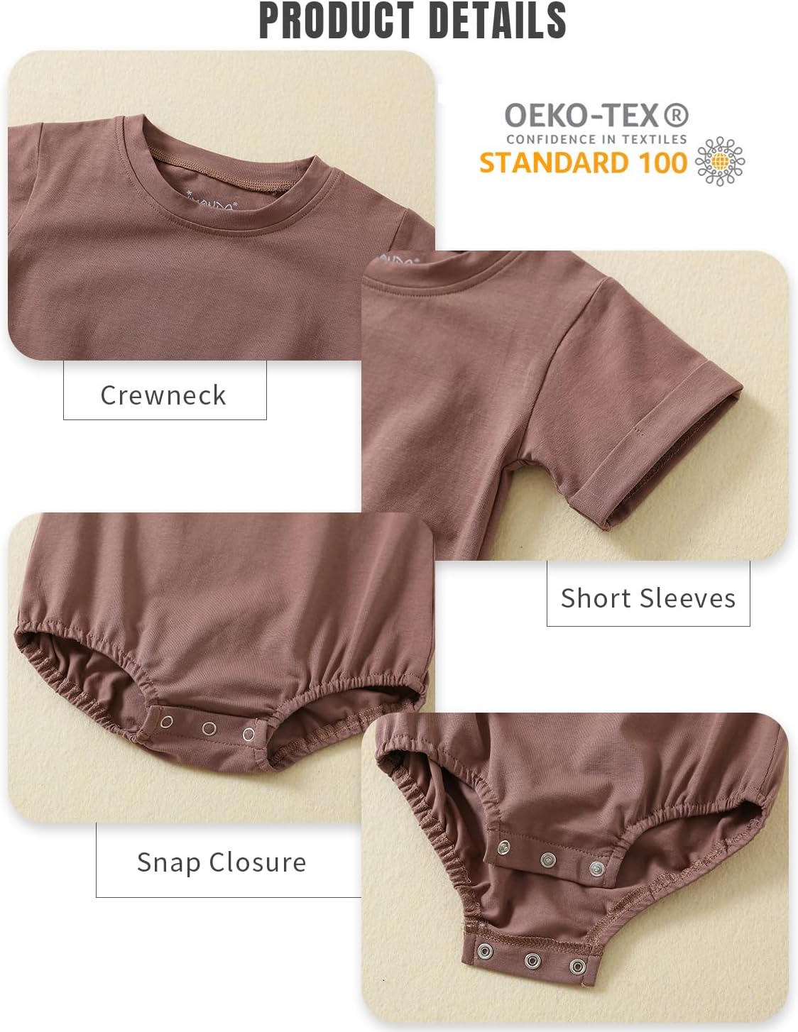 Jimonda Baby Bubble Romper Boy Girl Solid Color T-Shirt Outfits Short Sleeve Bodysuit Organic Cotton 2Pcs