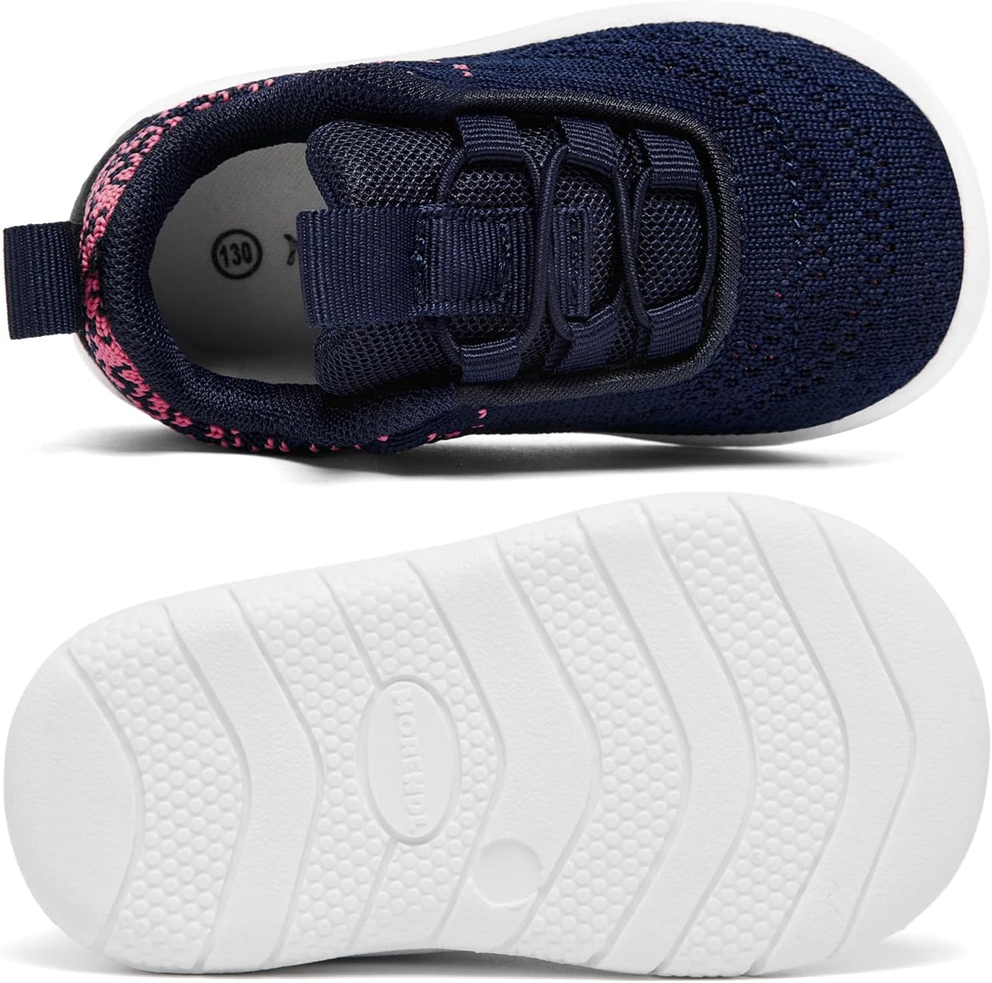 MORENDL Toddler Slip On Sneakers Baby Walking Shoes Non-Slip Breathable Unisex Pink Mesh Lace-Up Athletic Sneakers Infant Running Shoes