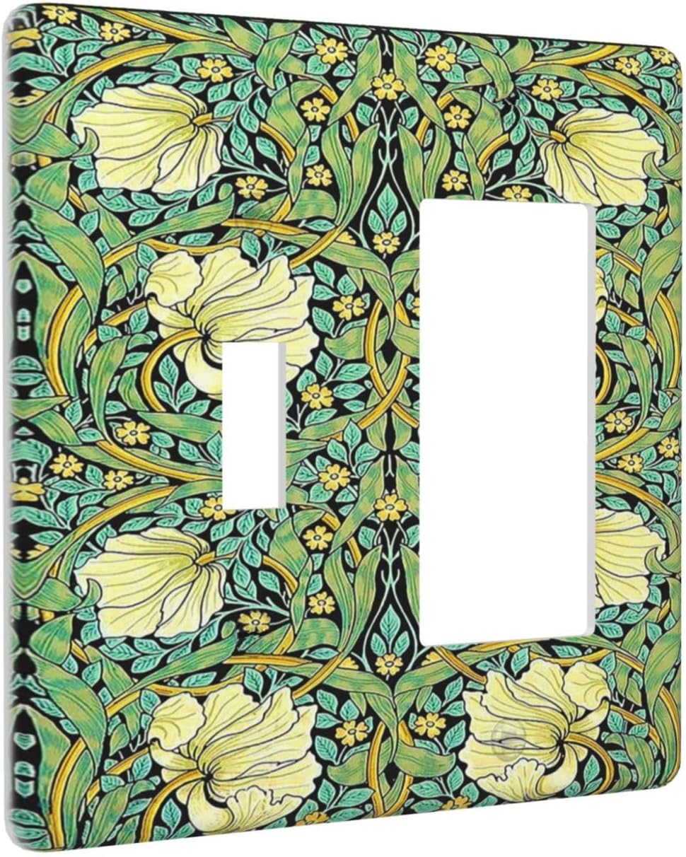 Outlet Covers William Morris Vintage Floral Yellow Flowers Green Leaf 1 Toggle 1 Rocker Combination Decorative Wall Plate Electrical Switch Plates Light Switch Cover Plate for Bedroom Decor