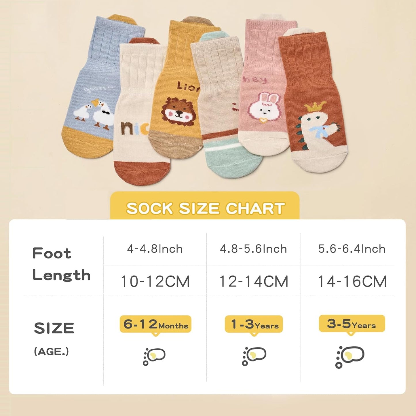 Baby Non Slip Ankle Socks with Grippers for 0 Months-7 Years Old Walking Socks