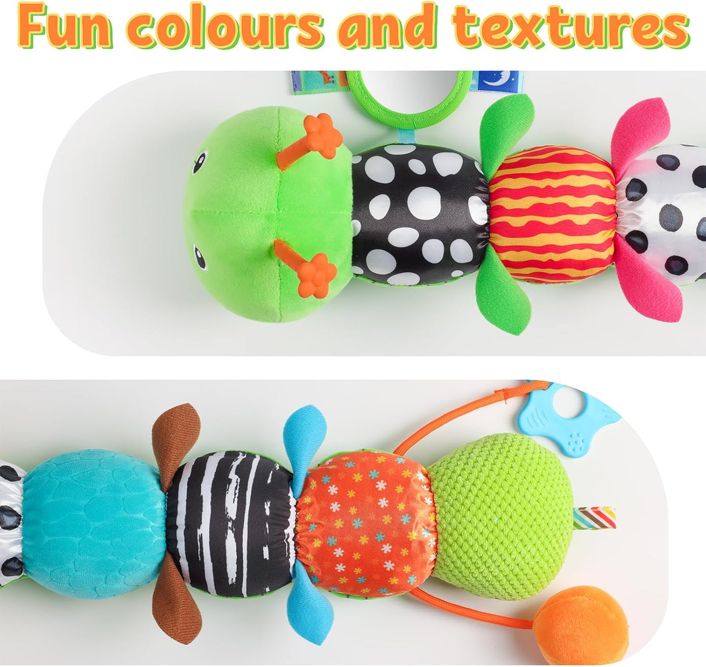 LIGHTDESIRE Baby Toys Musical Caterpillar,Infant Toys Stuffed Animals with Ruler Design,Mirror,Pull String&Ring Bell,Baby Teething Toys for Tummy Time Toys Newborn Gift 3 6 12 Months(Green,Leafy Limb)