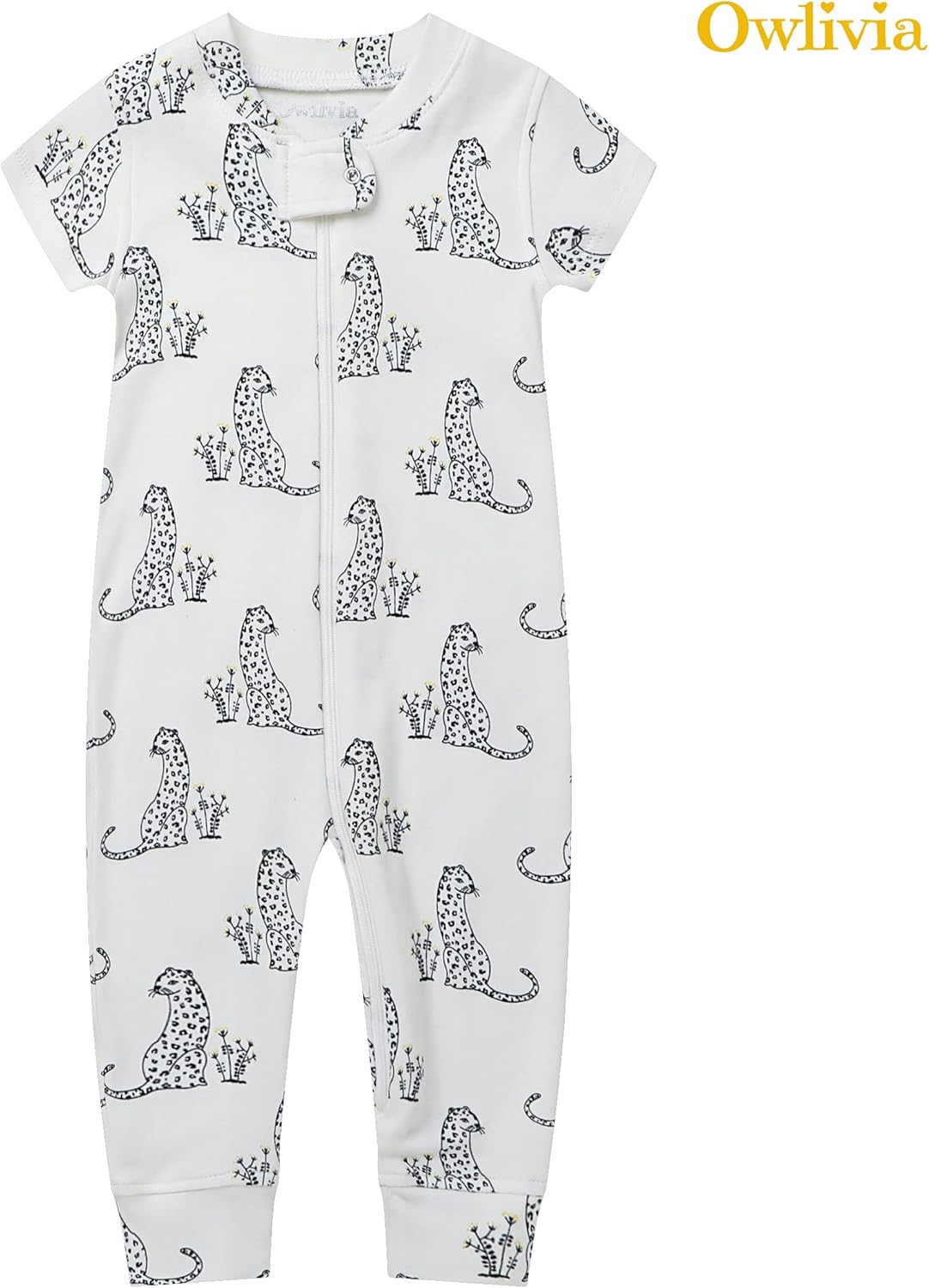 Owlivia Baby Boy Romper, Unisex Short-sleeve Summer Outfit, 100% Organic Cotton Girl One-Piece Jumpsuit