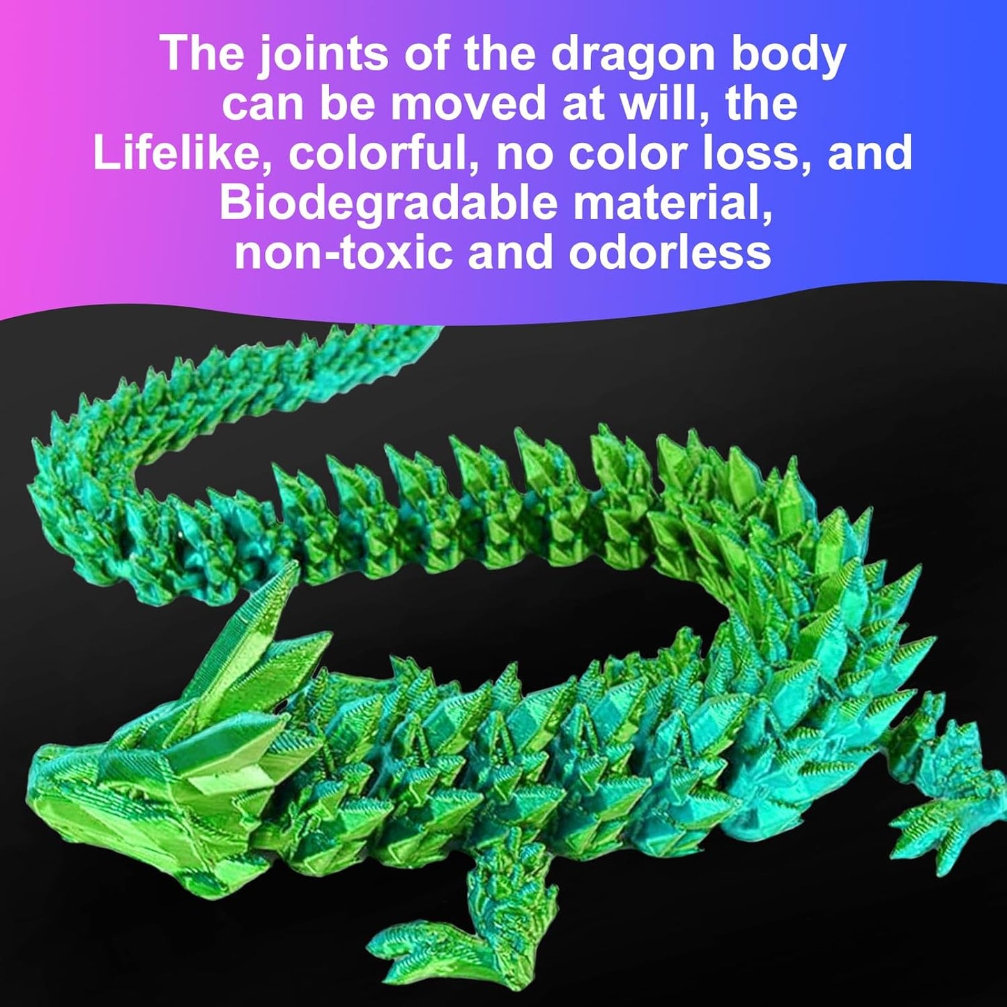 Easter Basket Stuffers, 3D Printed Dragon in Egg, Dragon Eggs with Dragon Inside, 12'' Full Articulated Dragon Crystal Dragon, Fidget Desk Toys Easter Eggs Fillers Easter Gifts for Kids (Laser Green)