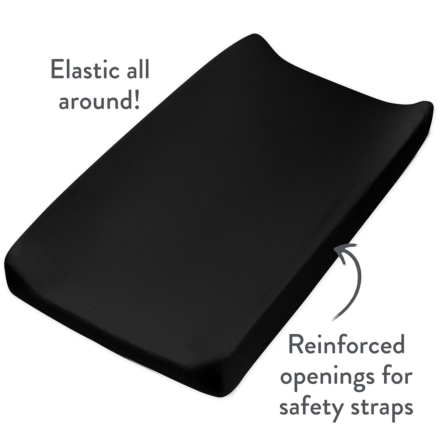 HonestBaby Boys Organic Cotton Changing Pad Cover, Black, One Size
