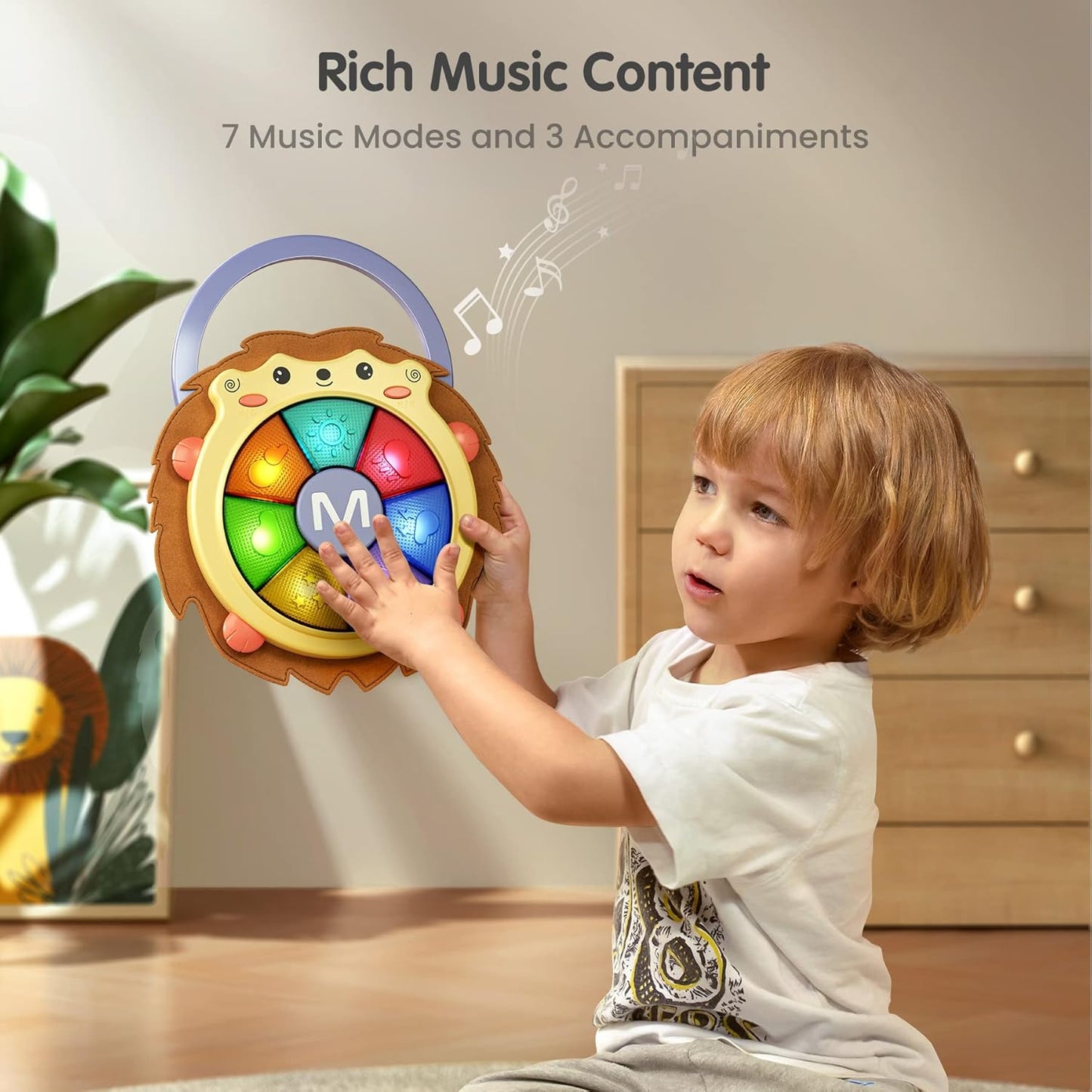 Tumama Musical Drum Toy, Light Up Electronic Music Sound Baby Toys, Toddler Instruments, Sleep Soother, Christmas & Birthday Gifts for Kids 2-3 Years