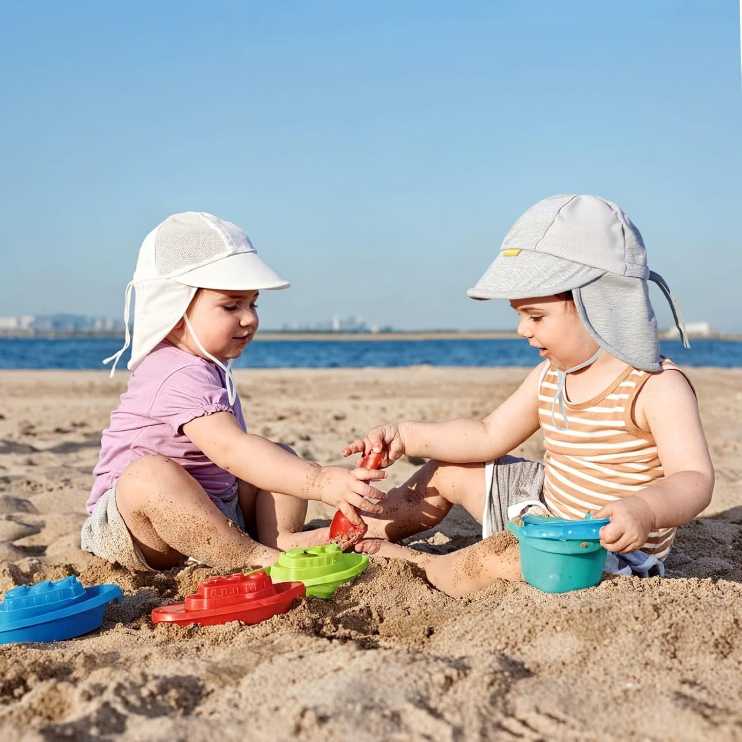 Baby Sun Hat with Breathable Mesh, UPF 50+ Cotton Adjusrtable Unisex Toddler Sun Hat for Summer Beach Swim