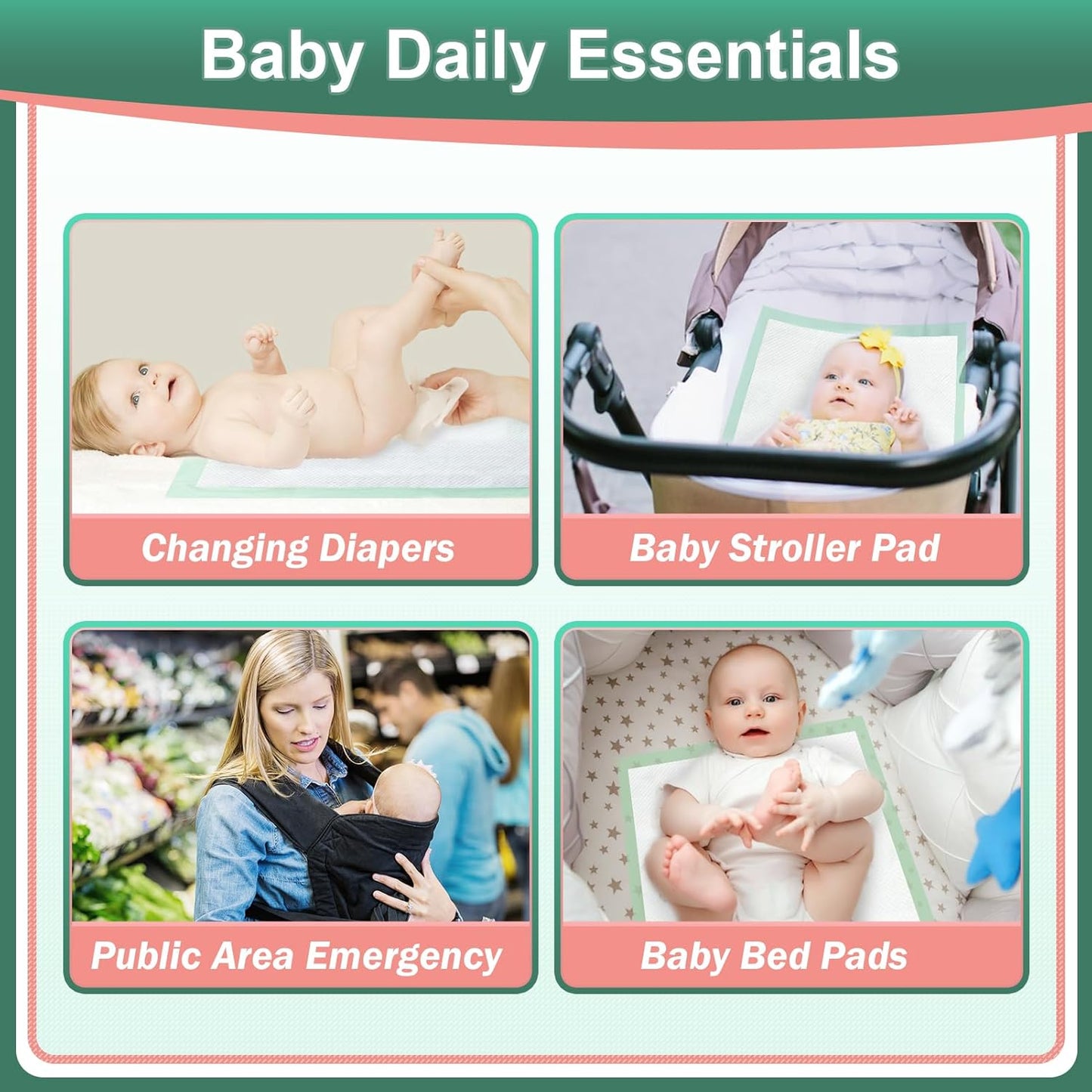 Disposable Underpads 17"×24"(200 pcs) Light Absorbent Bed Pads Small Chucks Pads for Kids, Puppy, Cat and Tioilet