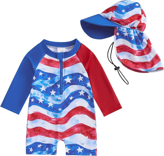 Hnyenmcko Baby/Toddler Boy Rash Guard Swimsuit Long Sleeve One Piece Zipper Swimwear Sunsuit Infant Bathing Suit Beachwear