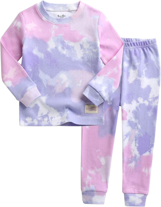 VAENAIT BABY 12M-12Y Toddler Kids Boys Girls 100% Cotton Marbling Tiedye Sung Fit Sleepwear Pajamas 2pcs Pjs Set
