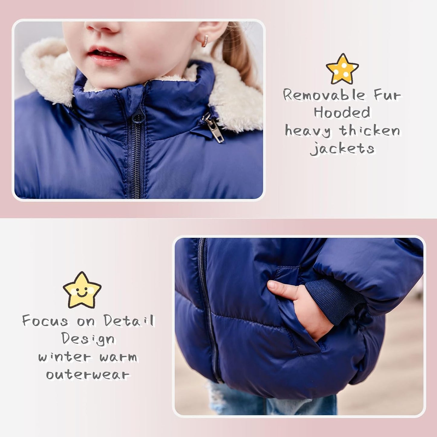 TUONROAD 1-6T Baby Girl Boy Winter Fleece Coats Toddler Warm Puffer Jackets Kids Down Alternative Outerwear