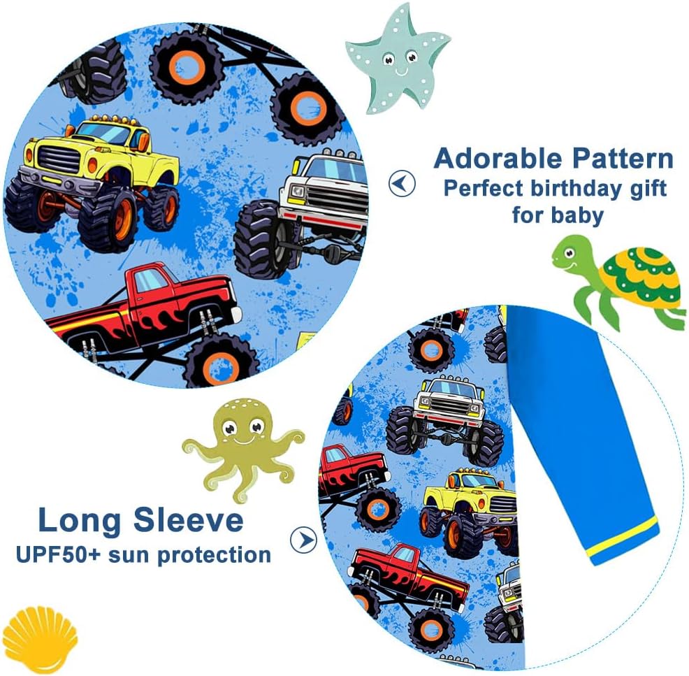 Funnycokid Baby Swimsuit Boy Toddler Bathing Suit Rash Guard UPF 50+ Swimwear 6 Months-4T
