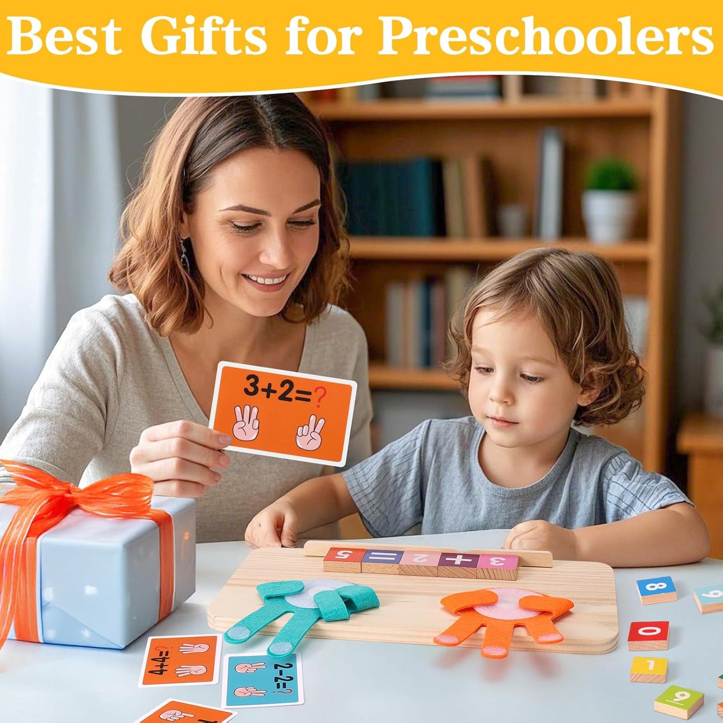 2 in 1 Math Toy for Toddlers 3 4 5 6 7,Addition and Subtraction Math Games for Kids 5-7,Math Manipulatives Kindergarten Preschool Classroom Must Haves Educational Number Blocks Learning Toys