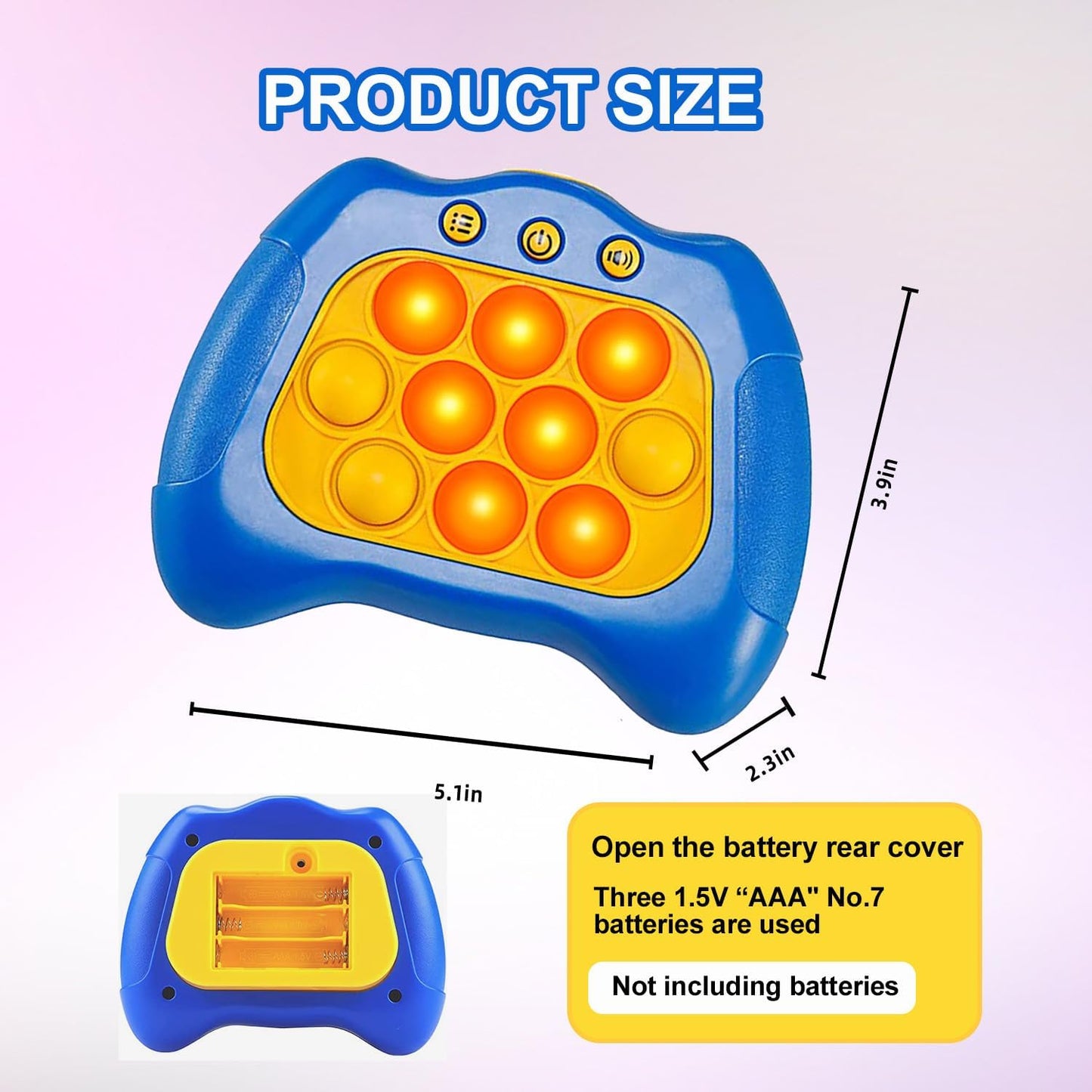 Quick Push Puzzle Game Machine Pop Fidget Light-Up Squeeze Poppet Sensory Toy Educational Push Pop Bubble Toy Stress Relief Party Favors Puzzle Game for Kids Teens Adults (Blue)